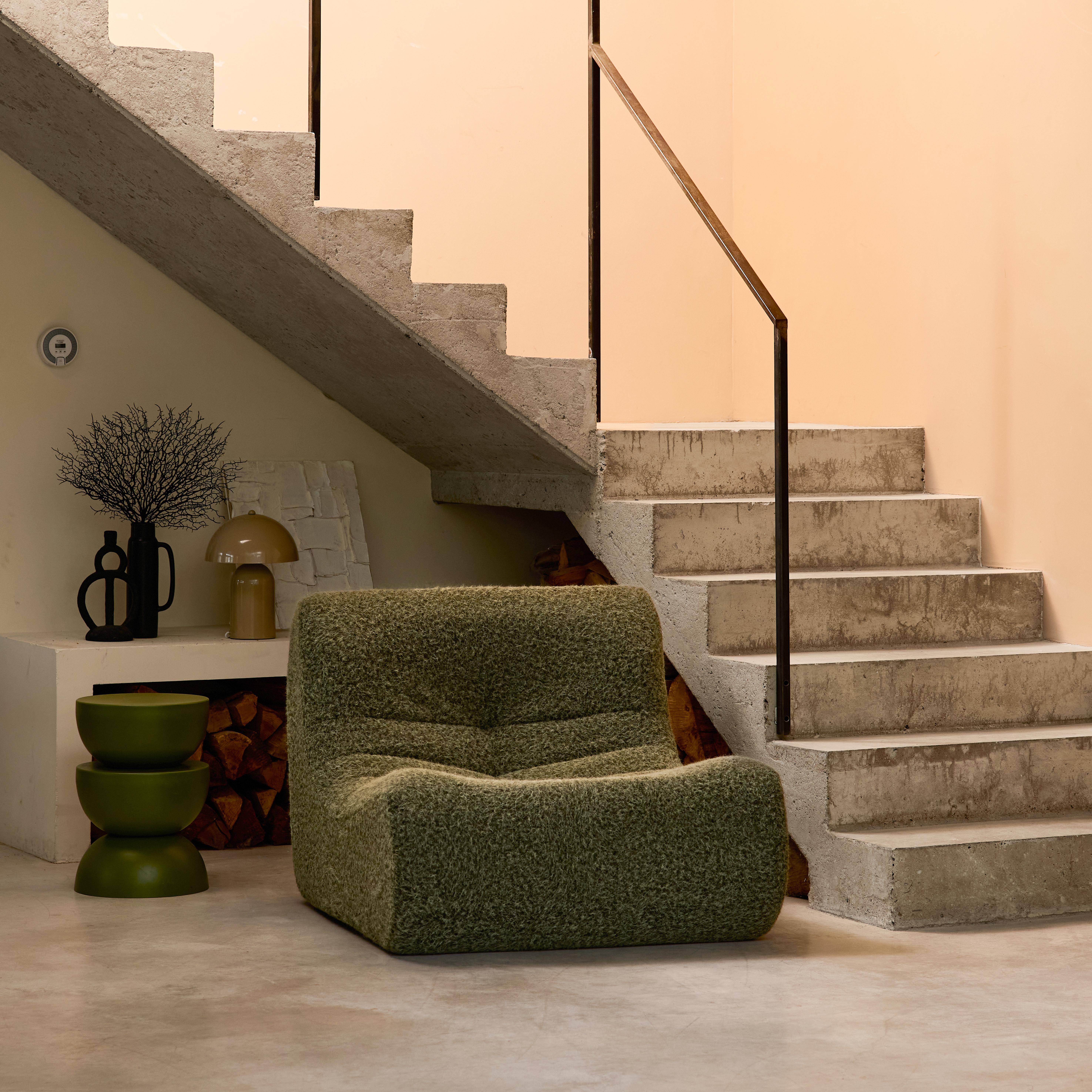 Chauffeuse tissu effet alpaca 1 place, kaki | sweeek