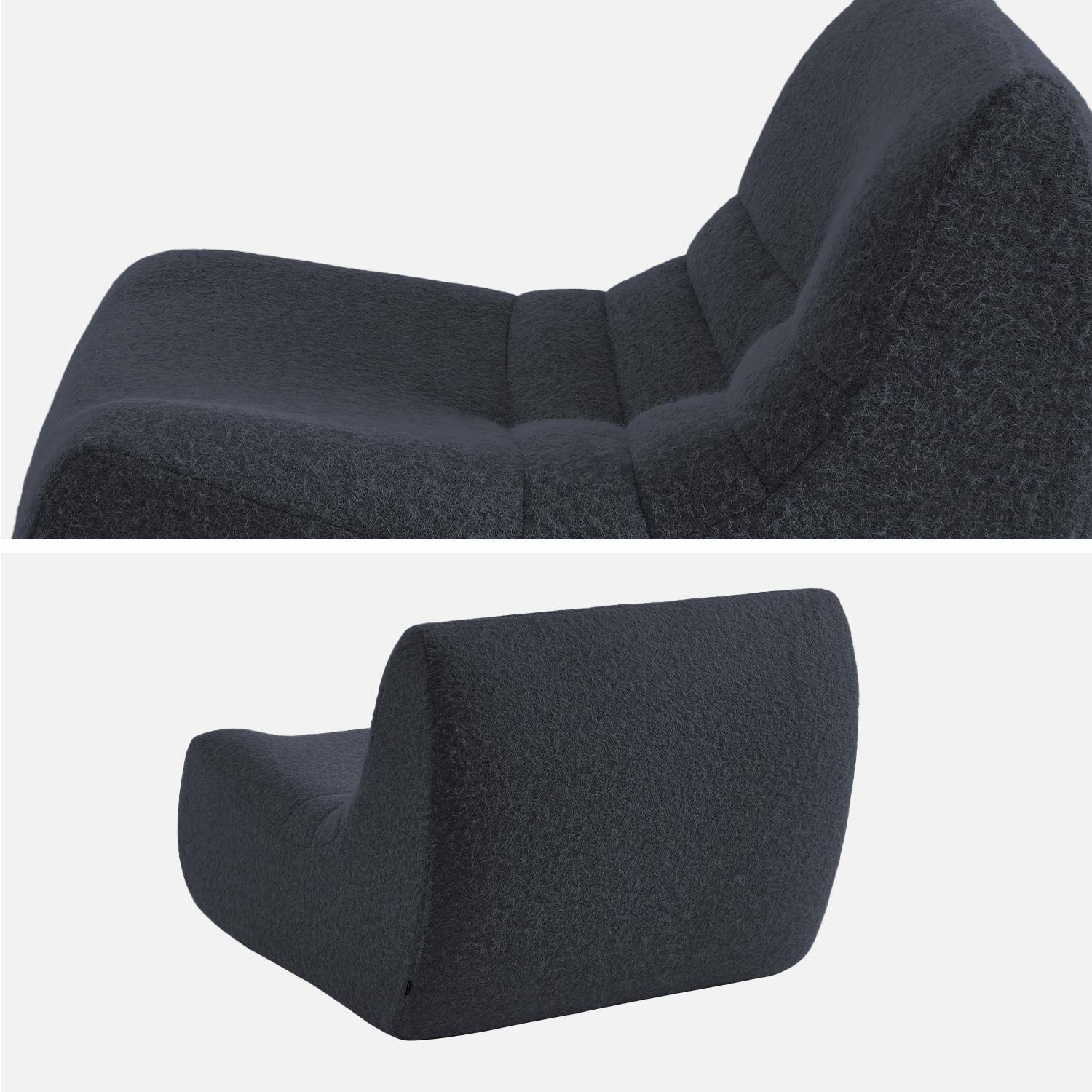 Chauffeuse tissu effet alpaca 1 place, bleu foncé, style contemporain, L 91 x P 105 x H 72cm Photo4