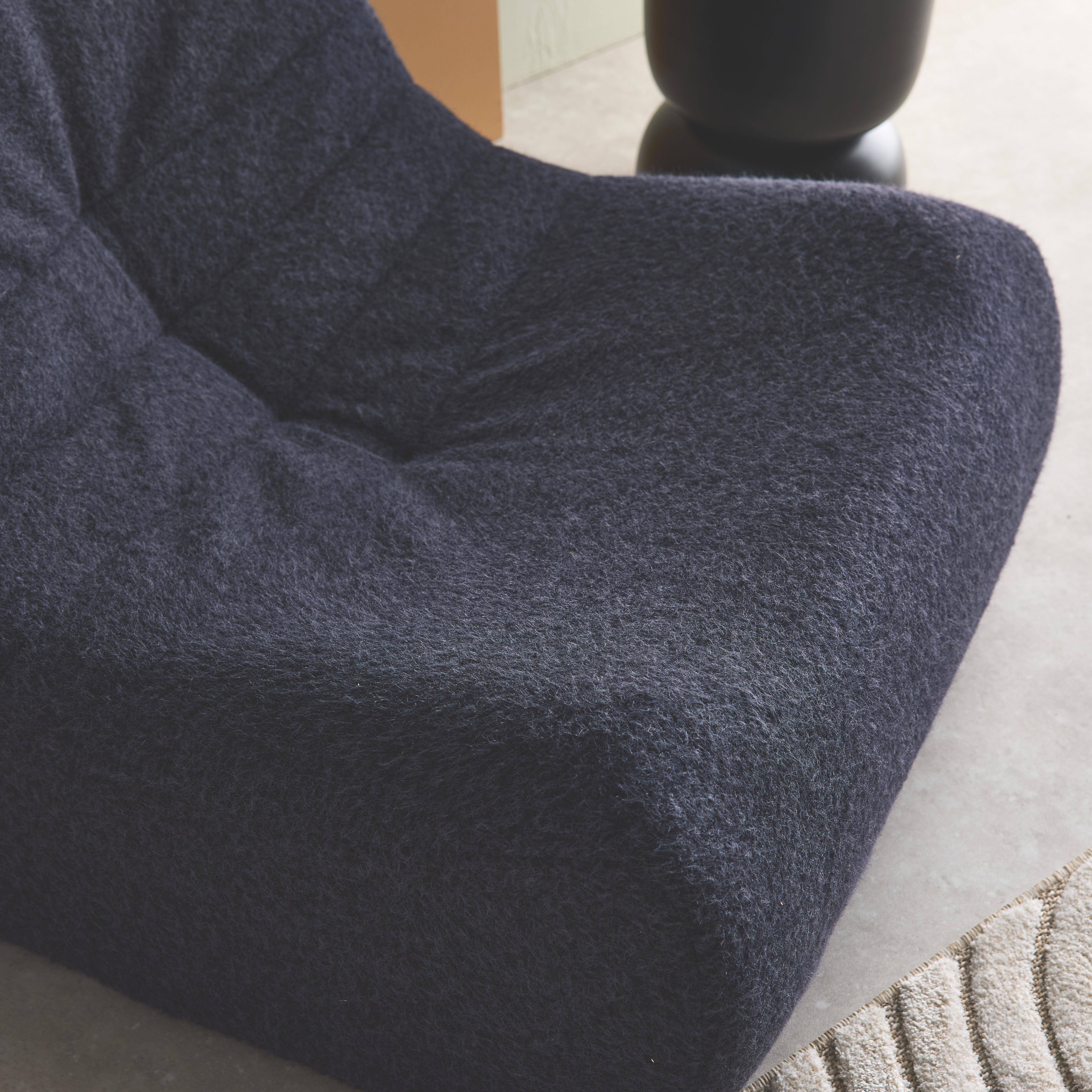Chauffeuse tissu effet alpaca 1 place, bleu foncé, style contemporain, L 91 x P 105 x H 72cm Photo2