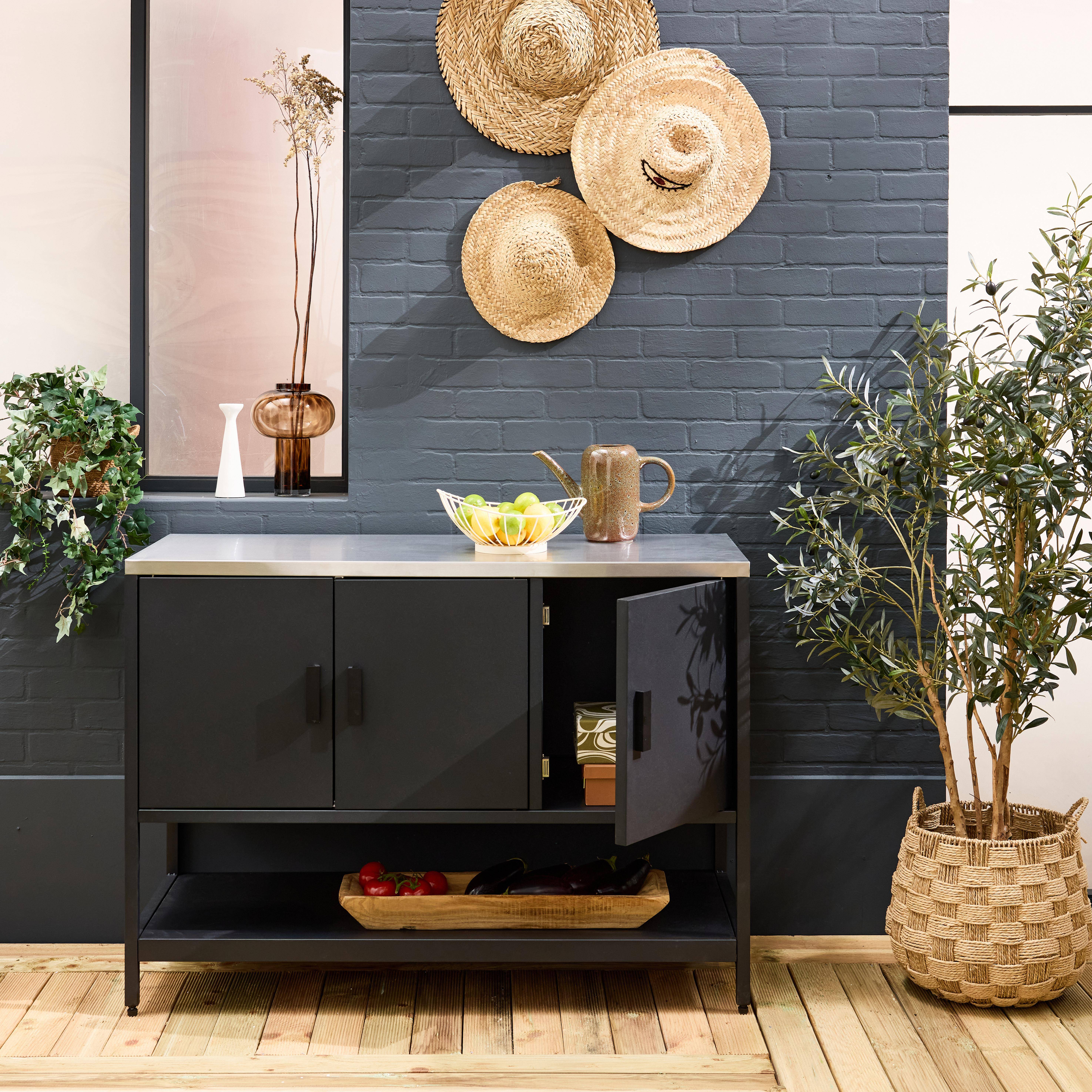 クレイ Module buitenkeuken 3 deuren 1 plank L120cm zwart | sweeek