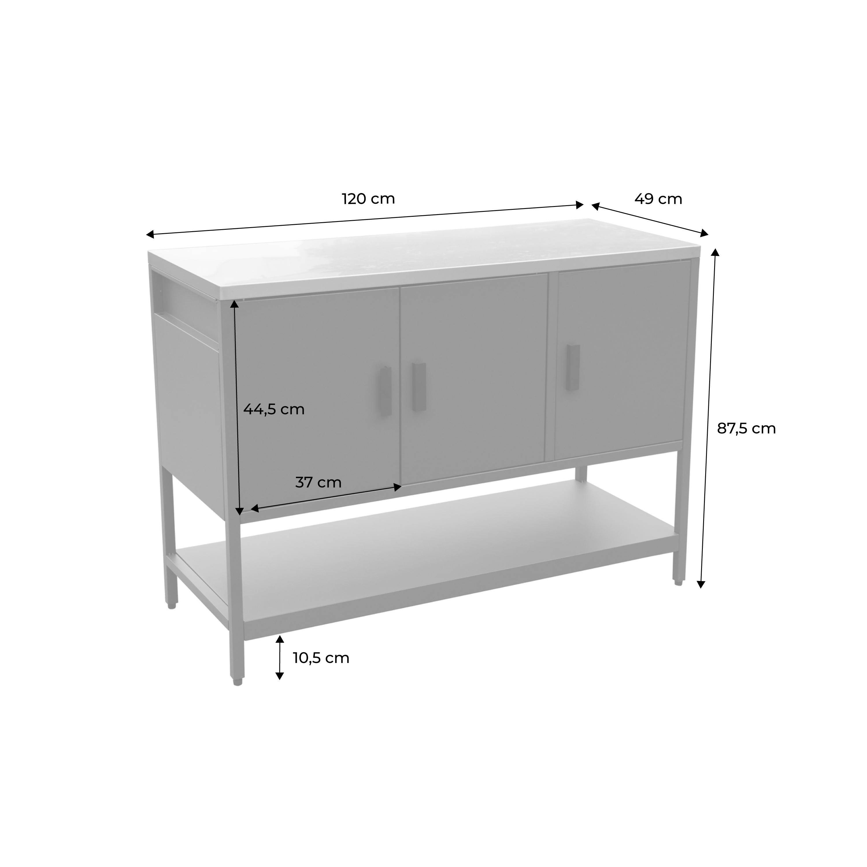 Module buitenkeuken 3 deuren 1 plank L120cm zwart | sweeek