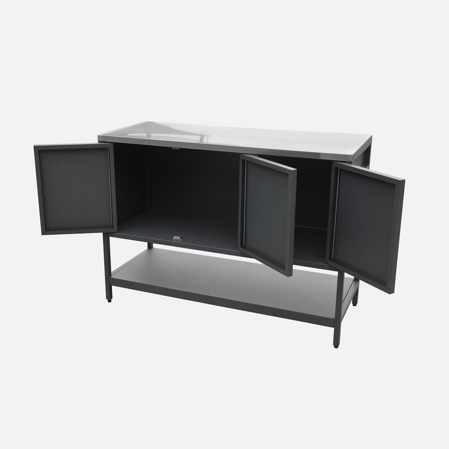 Cuisine d'extérieure en acier noir 3 portes,1 étagère L120cm,sweeek,Photo6