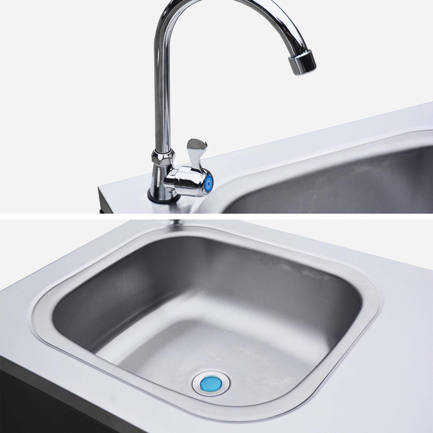 Cocina exterior de acero con lavabo, 120cm, Naxos, Negro, 120x51x112.5 cm,sweeek,Photo6