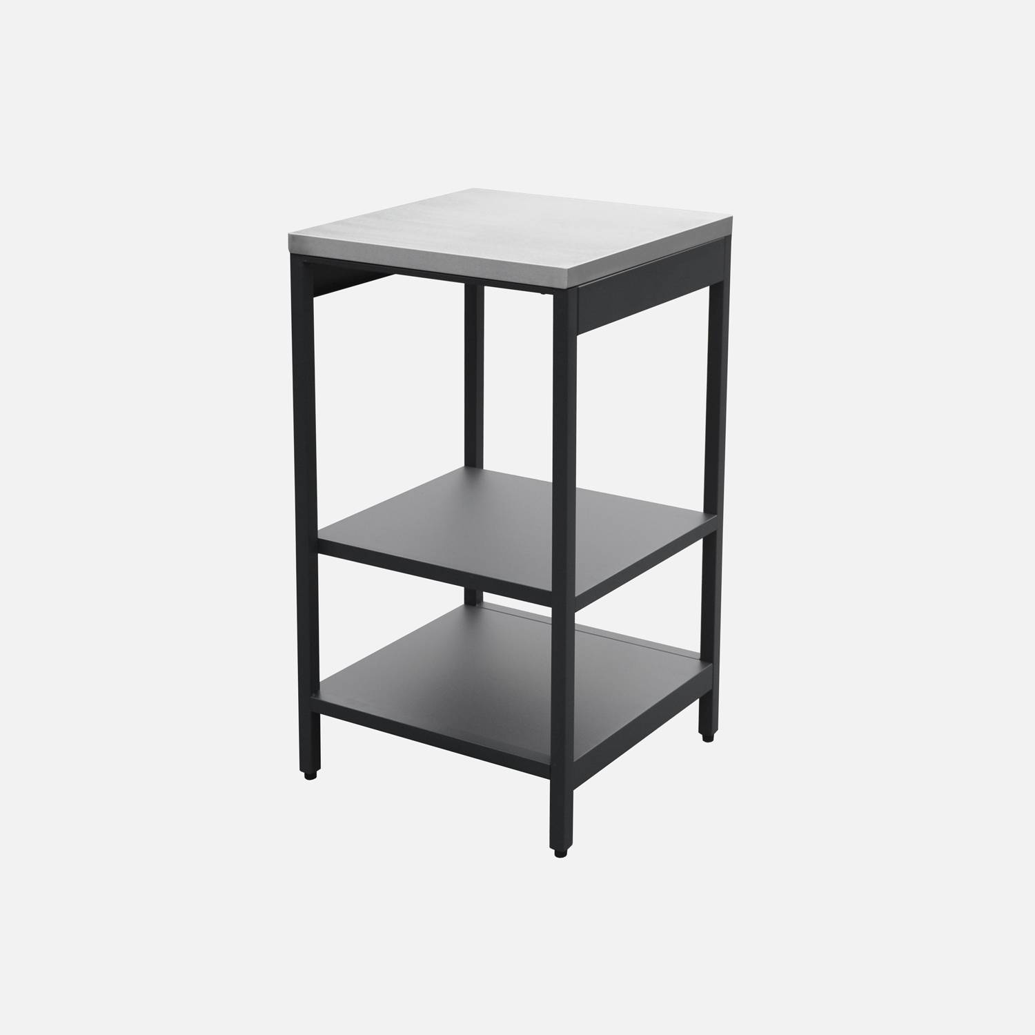 Cucina da esterno in acciaio con 2 ripiani, 49cm, Nero