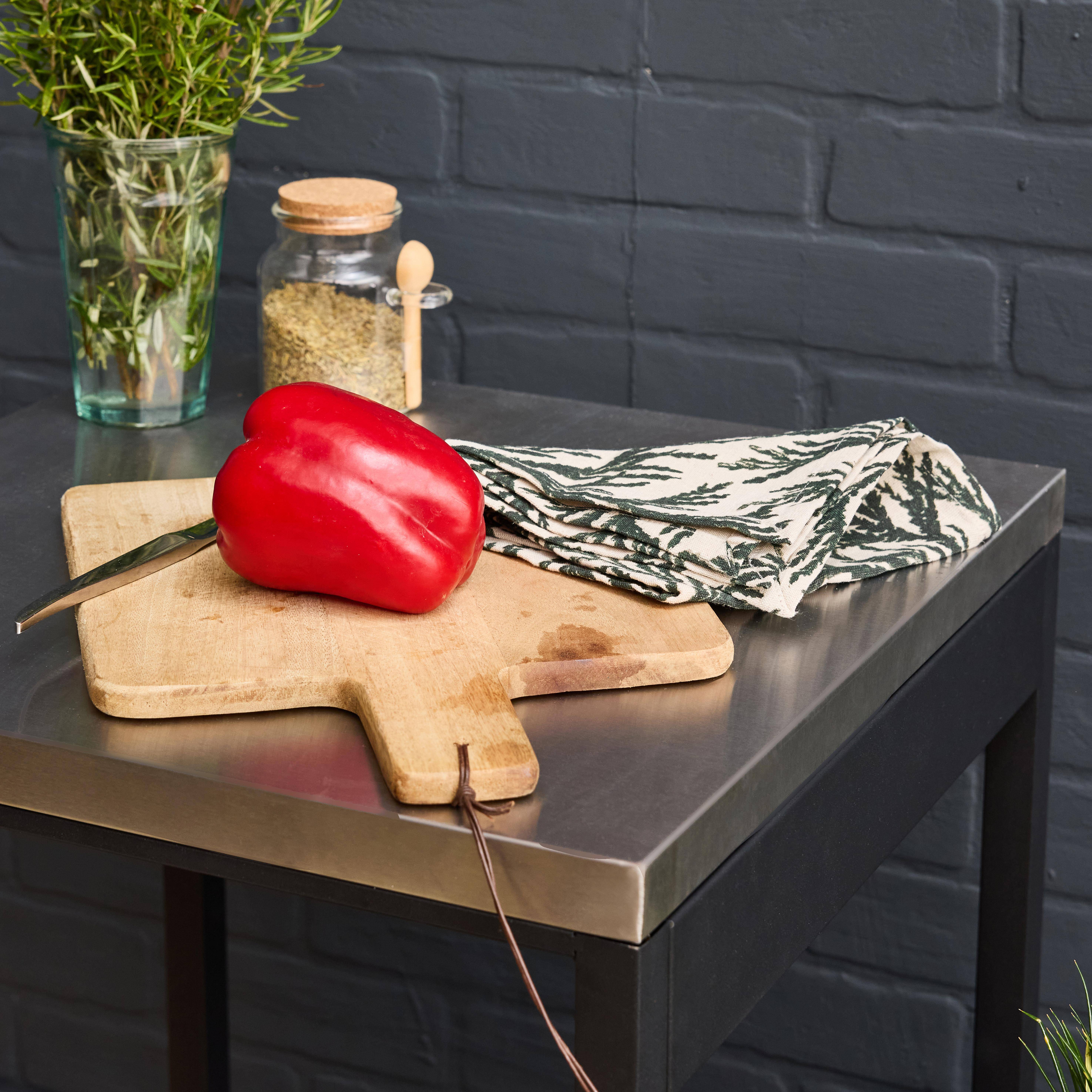 Cuisine d'extérieur en acier noir avec 2 étagères L49cm Photo2