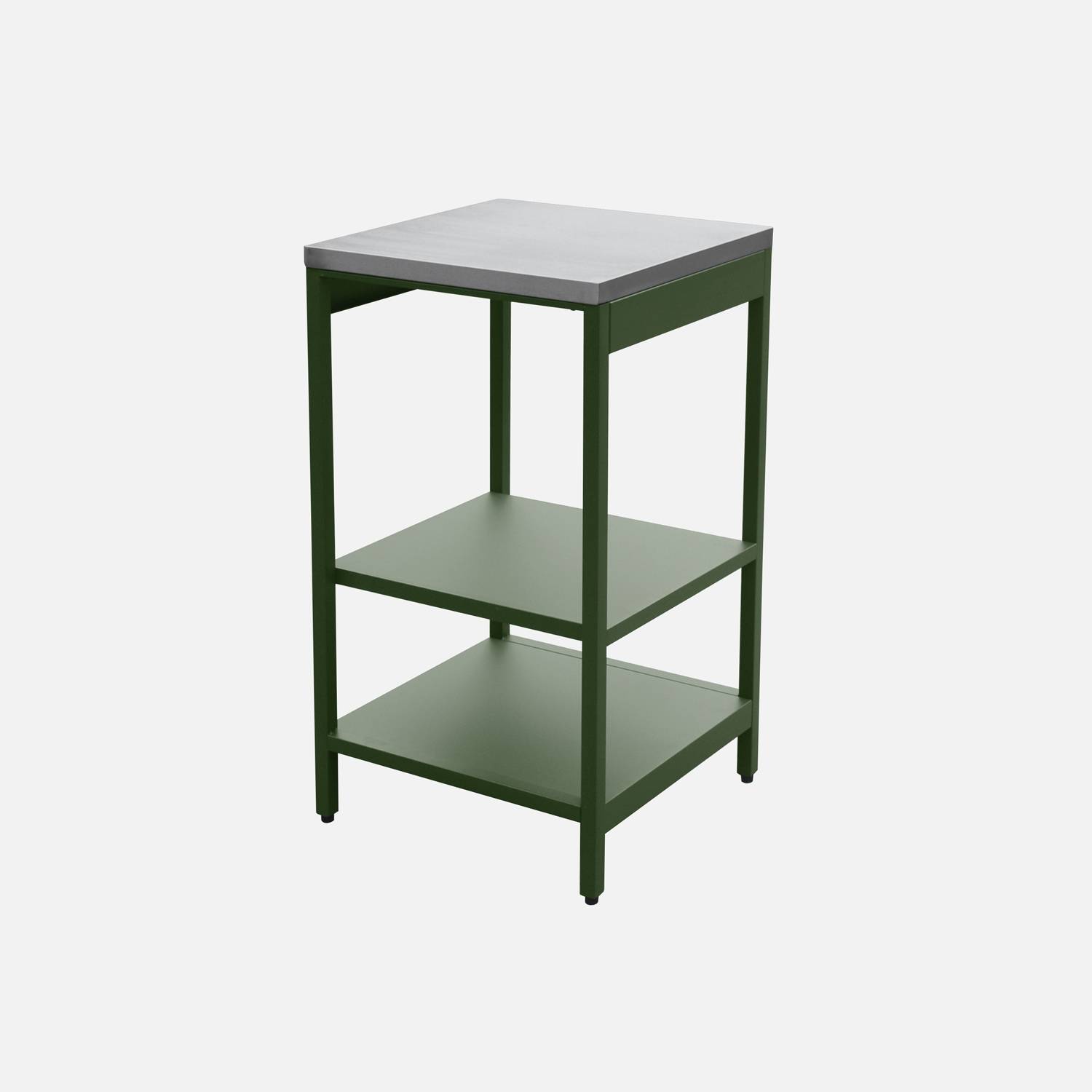 Cucina da esterno in acciaio con 2 ripiani, 49cm, Verde
