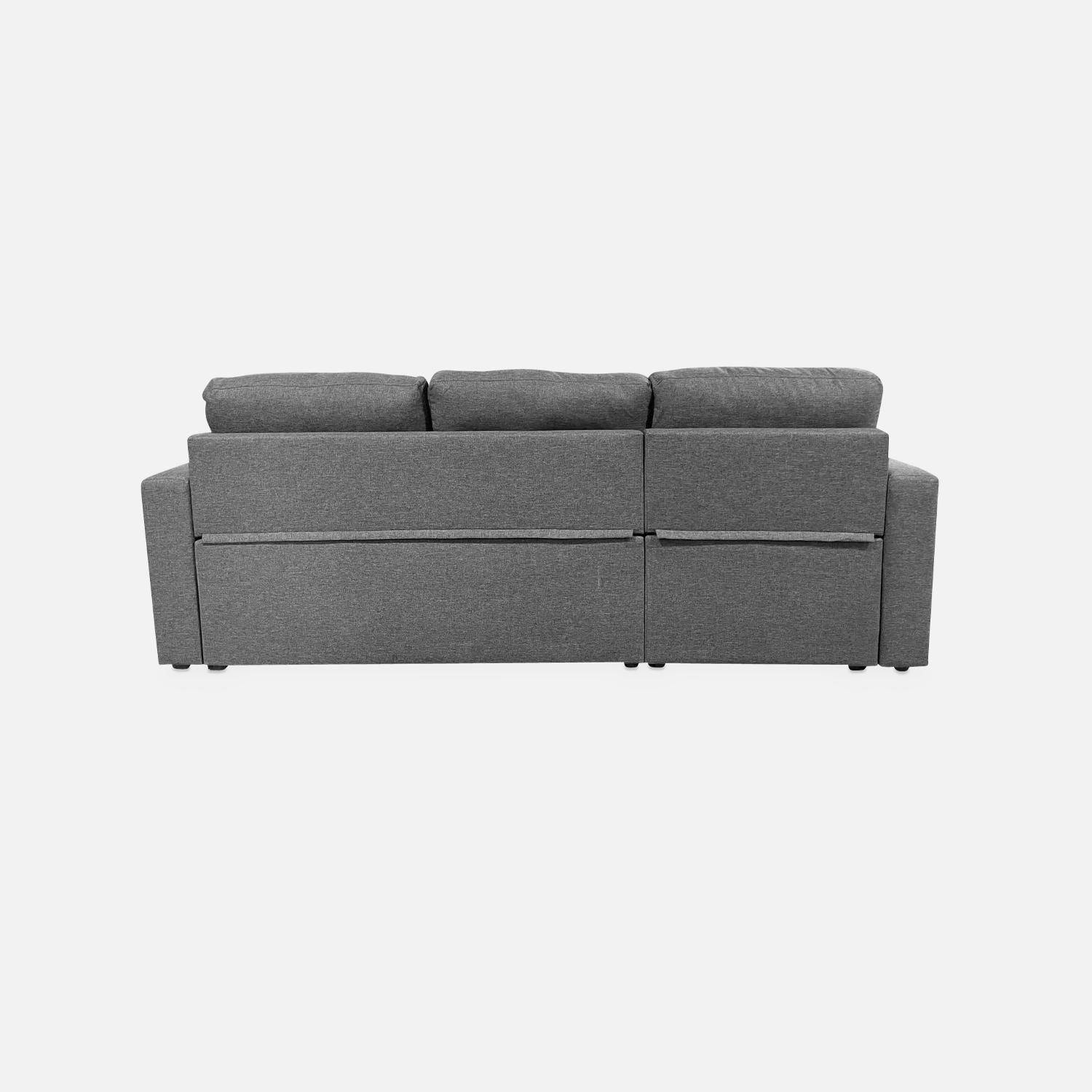 Canapé d'angle SMILE convertible réversible compact 3 places en tissu gris foncé, L 213,5 x P 136,5 x H 83cm, avec coffre de rangement Photo6