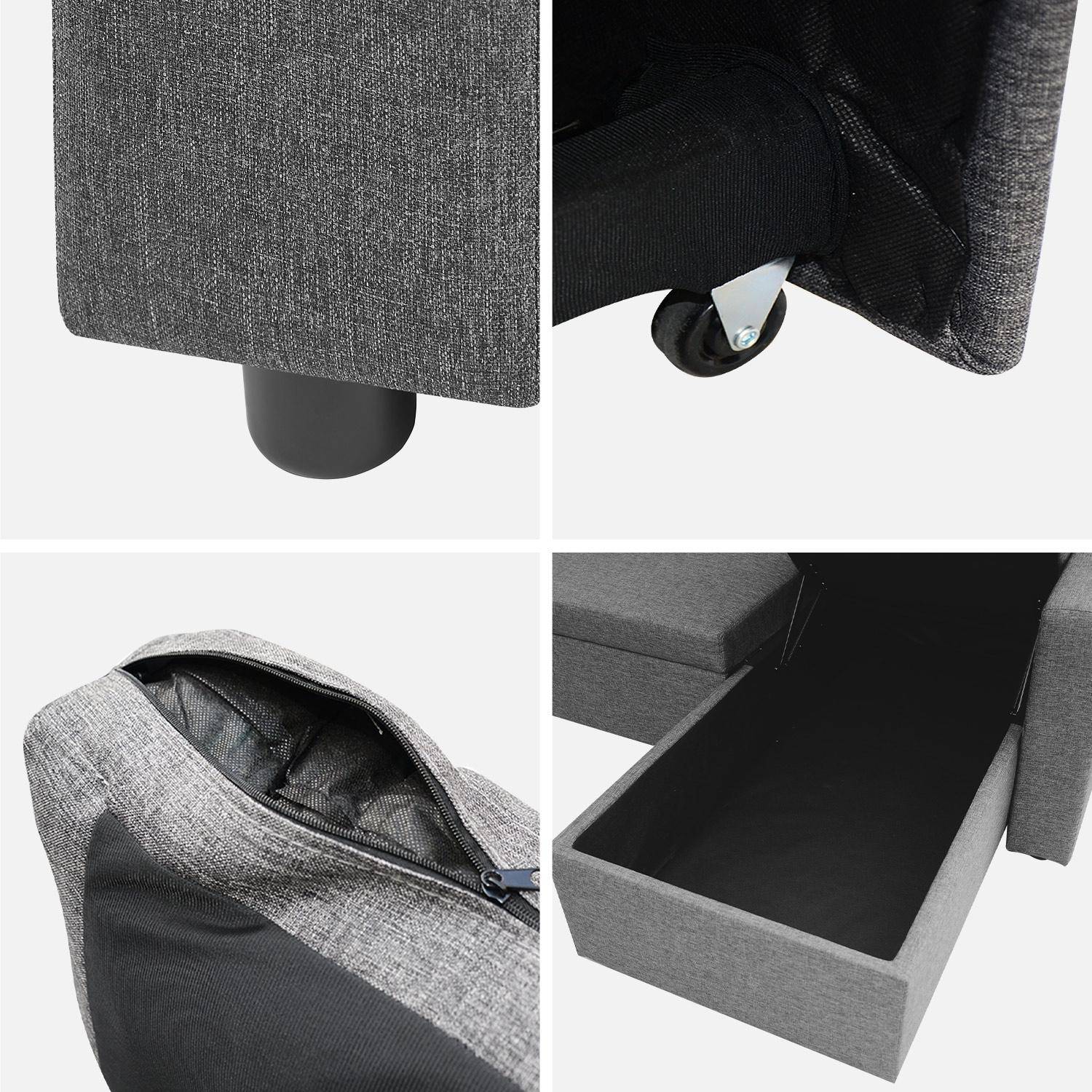 Sofá cama esquinero reversible con espacio de almacenamiento, 3 plazas, Smile, Gris oscuro, 213.5x136.5x83 cm Photo7