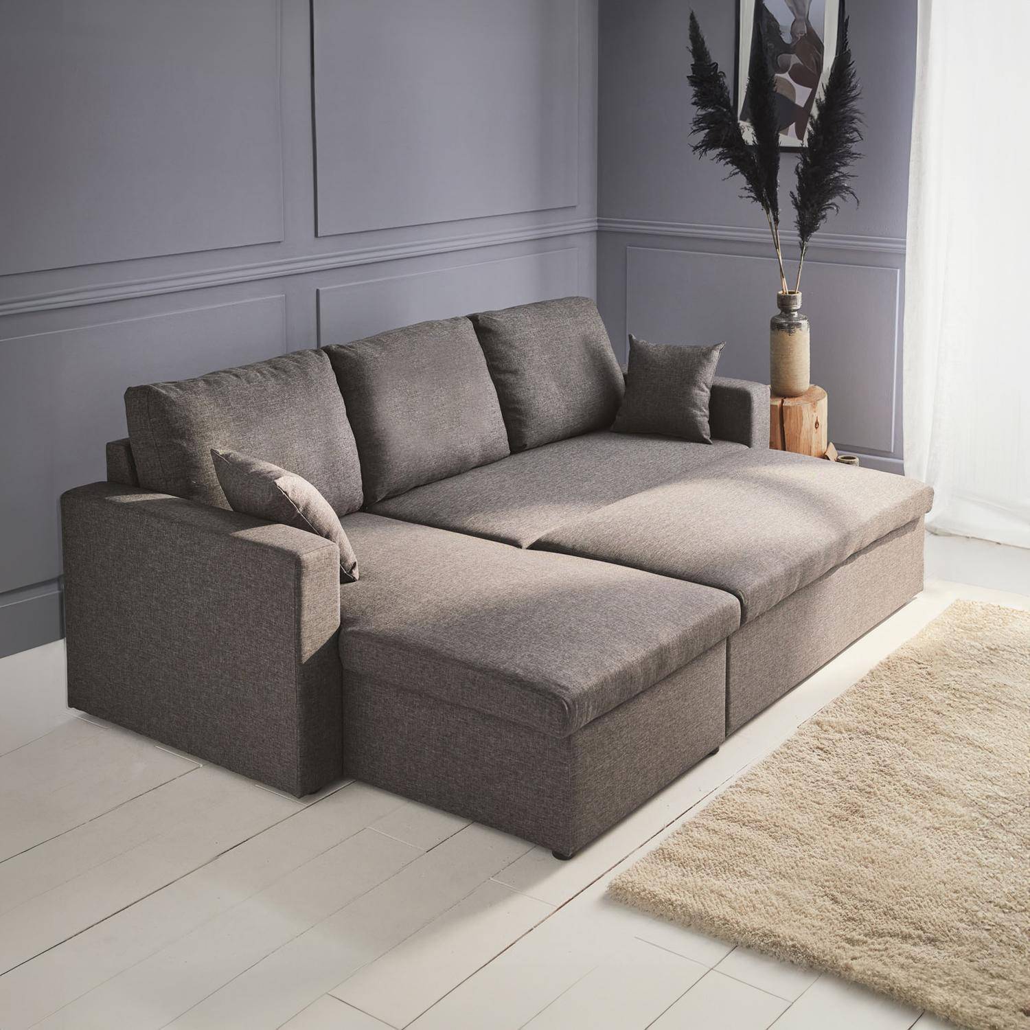 3-seater compact reversible corner sofa bed, Smile, Charcoal Grey, 213.5x136.5x83 cm Photo2