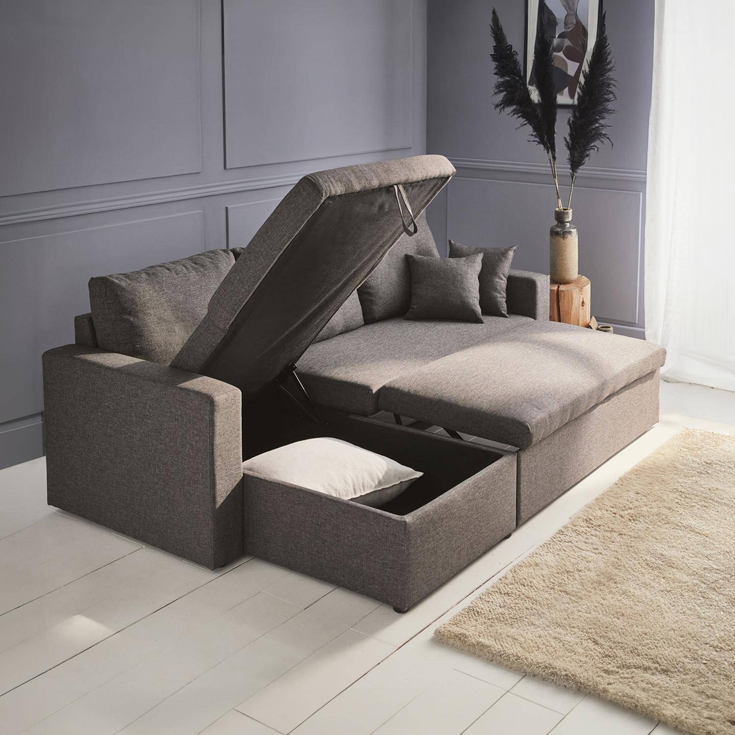 3-seater compact reversible corner sofa bed, Smile, Charcoal Grey, 213.5x136.5x83 cm Photo4