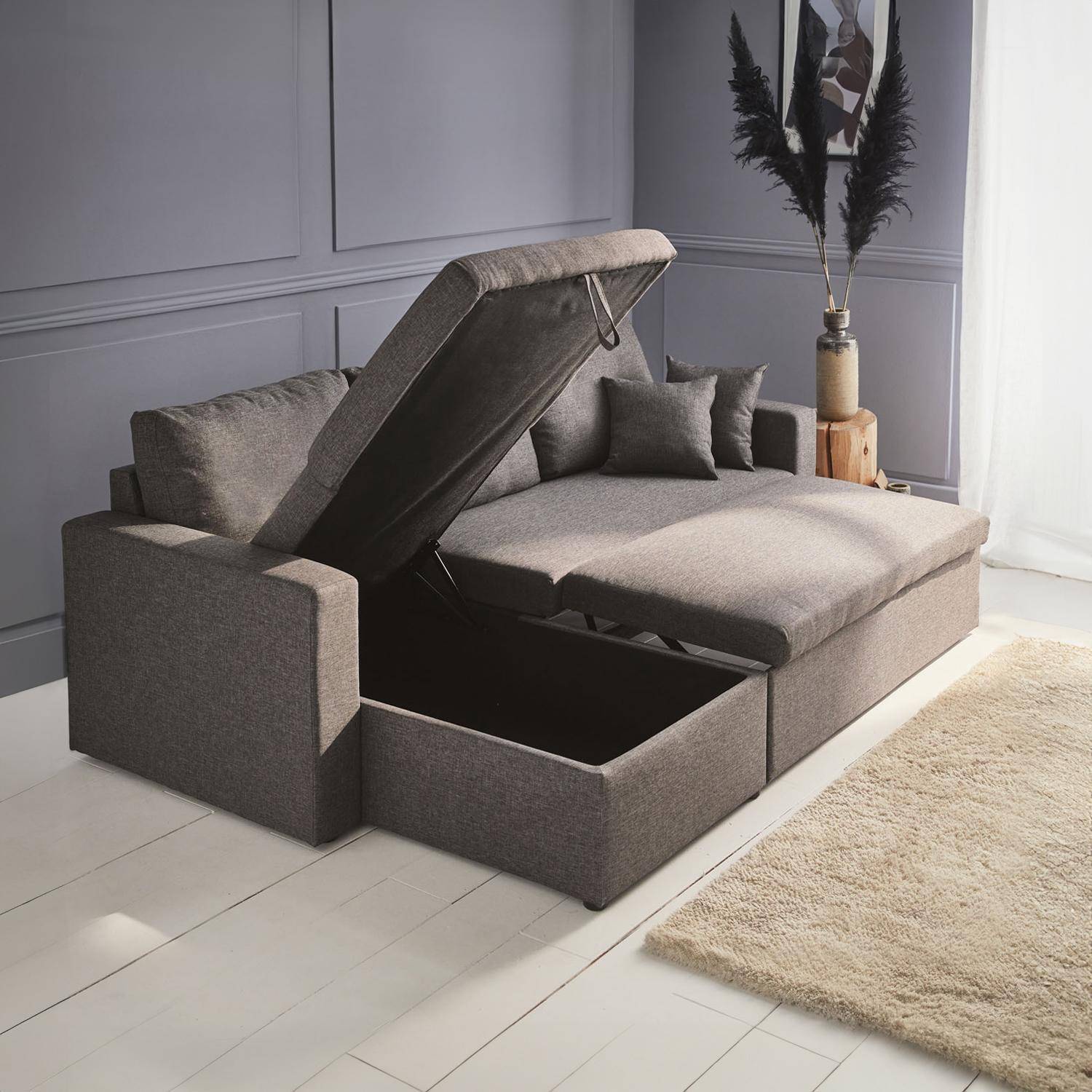 3-seater compact reversible corner sofa bed, Smile, Charcoal Grey, 213.5x136.5x83 cm Photo3