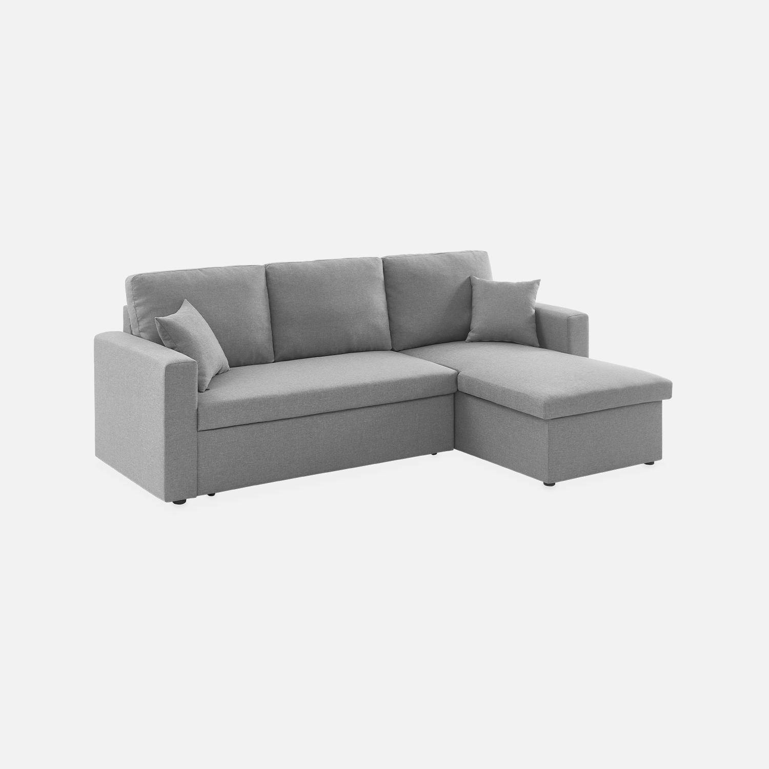 3-seater compact reversible corner sofa bed, Smile, Light Grey, 213.5x136.5x83 cm,sweeek,Photo4