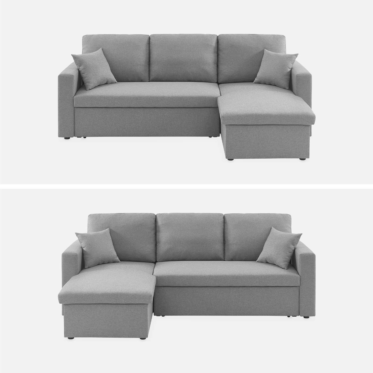 3-seater compact reversible corner sofa bed, Smile, Light Grey, 213.5x136.5x83 cm Photo6
