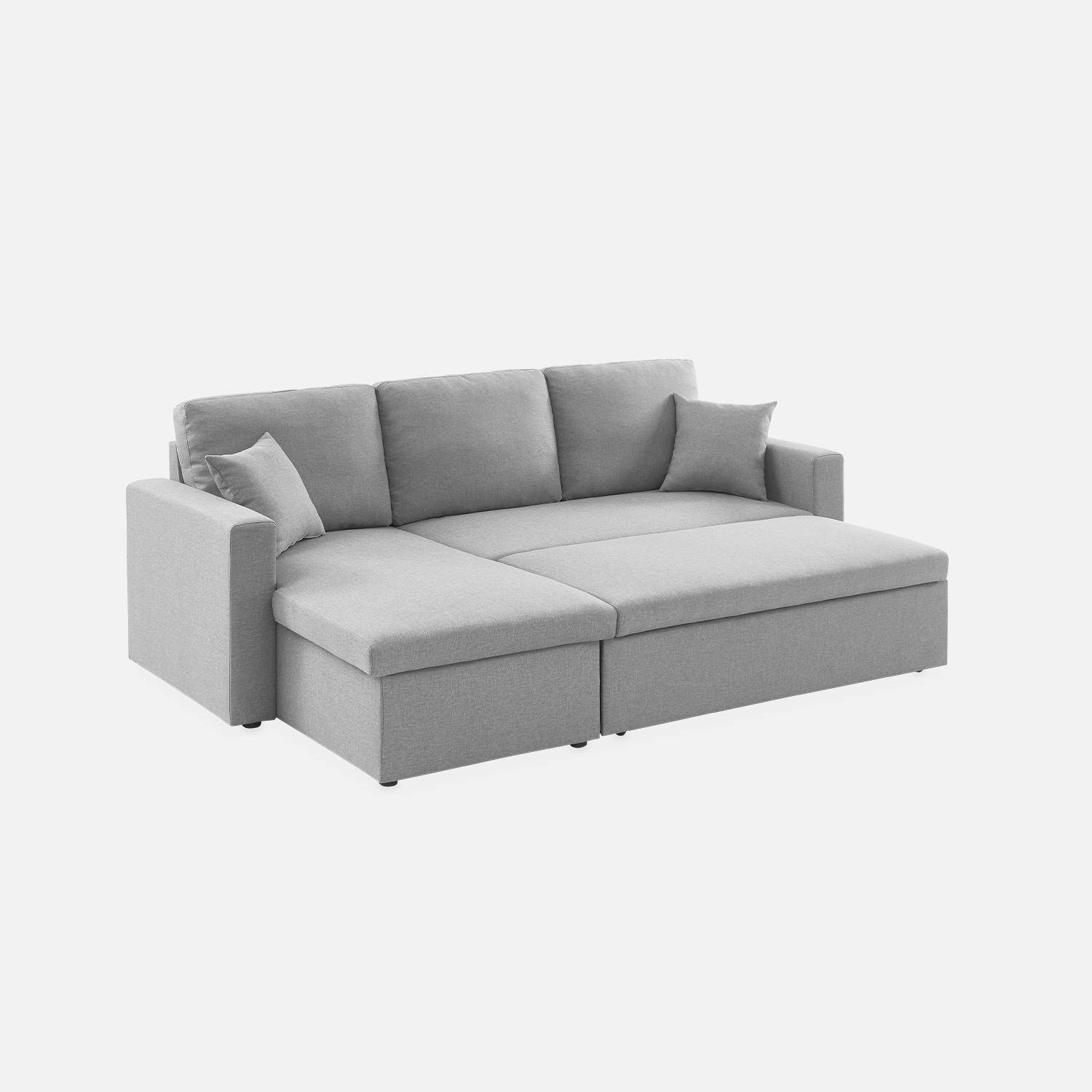 3-seater compact reversible corner sofa bed, Smile, Light Grey, 213.5x136.5x83 cm,sweeek,Photo8