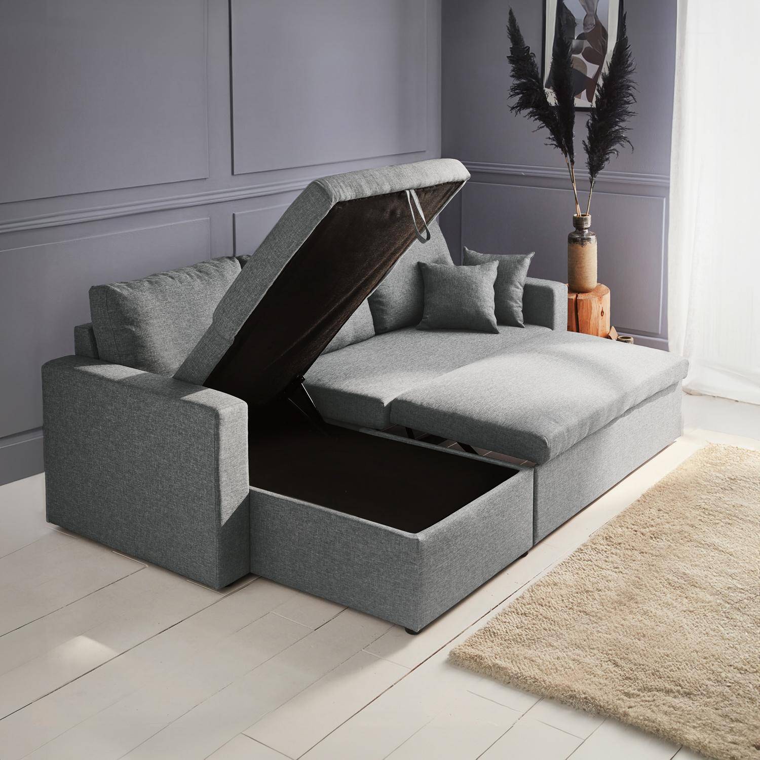 3-seater compact reversible corner sofa bed, Smile, Light Grey, 213.5x136.5x83 cm Photo3