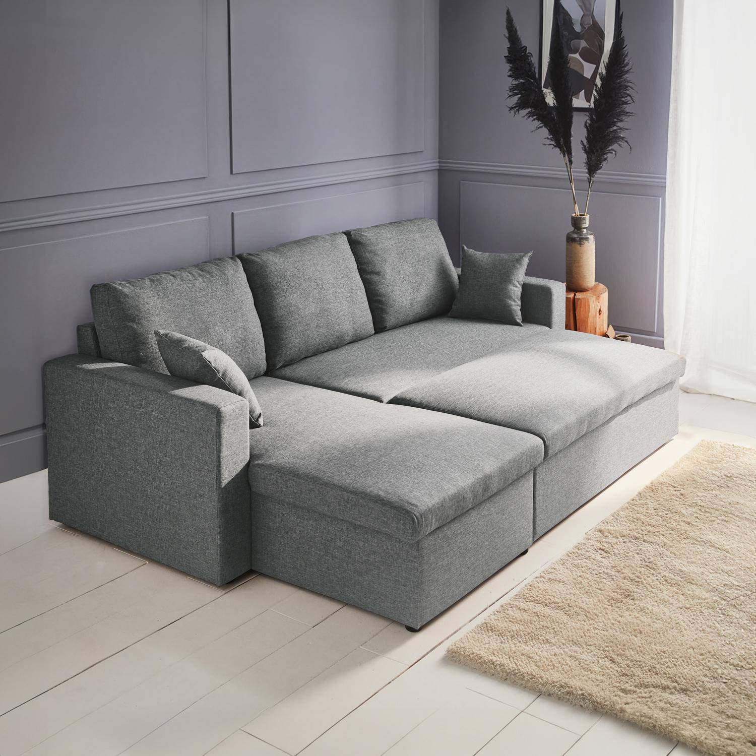 3-seater compact reversible corner sofa bed, Smile, Light Grey, 213.5x136.5x83 cm Photo2