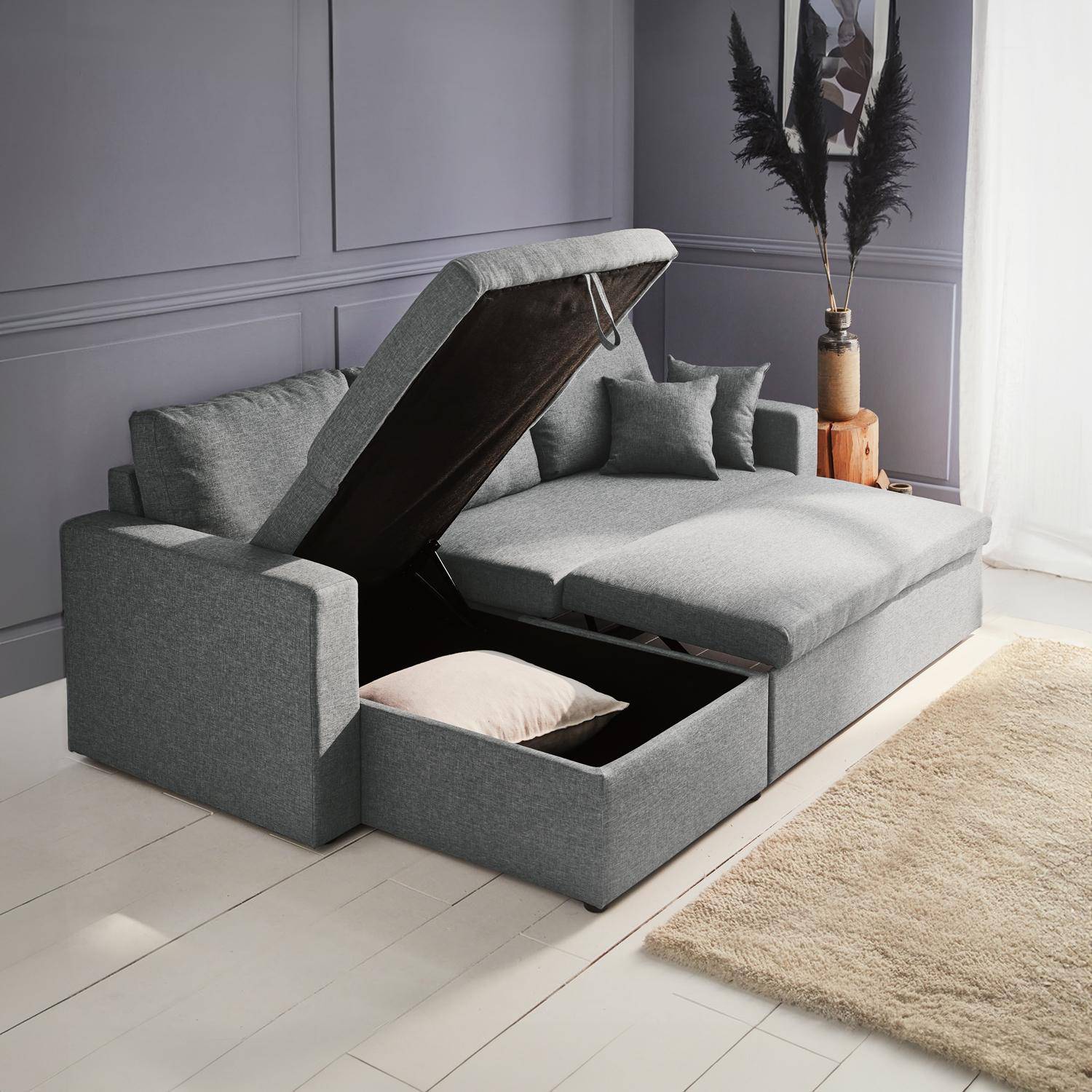 3-seater compact reversible corner sofa bed, Smile, Light Grey, 213.5x136.5x83 cm Photo4
