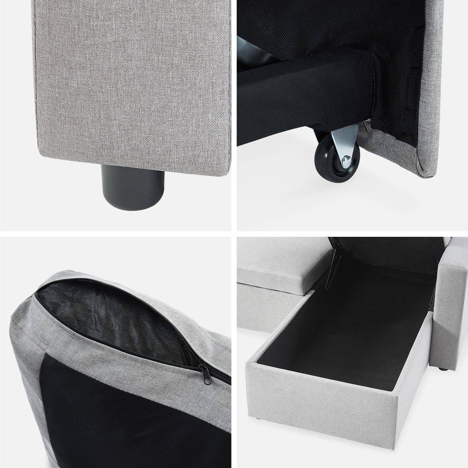 3-seater compact reversible corner sofa bed, Smile, Light Grey, 213.5x136.5x83 cm Photo10