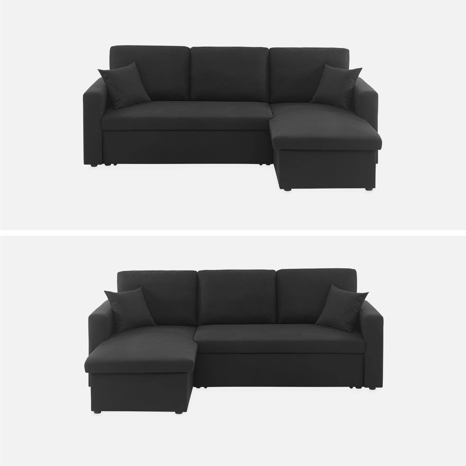 3-seater compact reversible corner sofa bed, Smile, Black, 213.5x136.5x83 cm Photo6