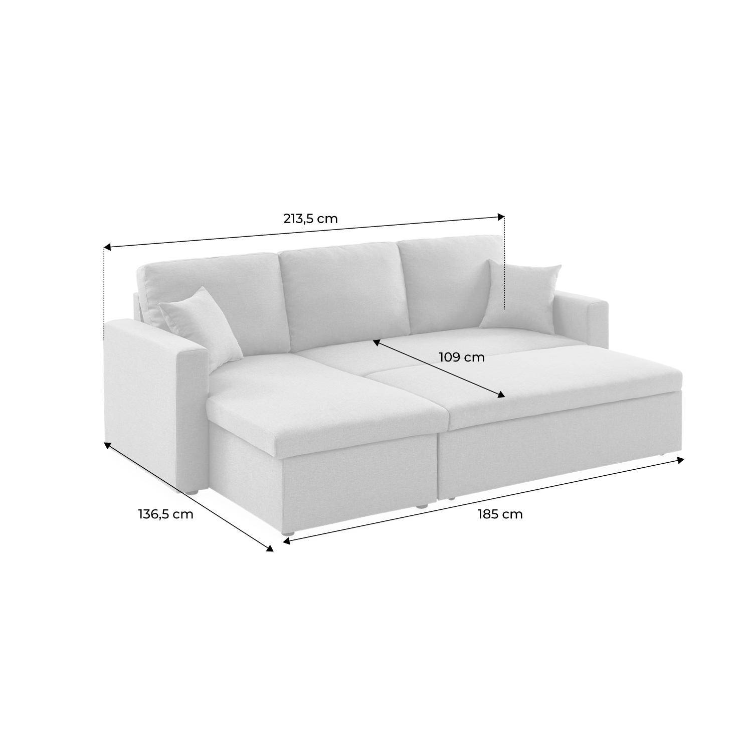 3-seater compact reversible corner sofa bed, Smile, Black, 213.5x136.5x83 cm,sweeek,Photo11