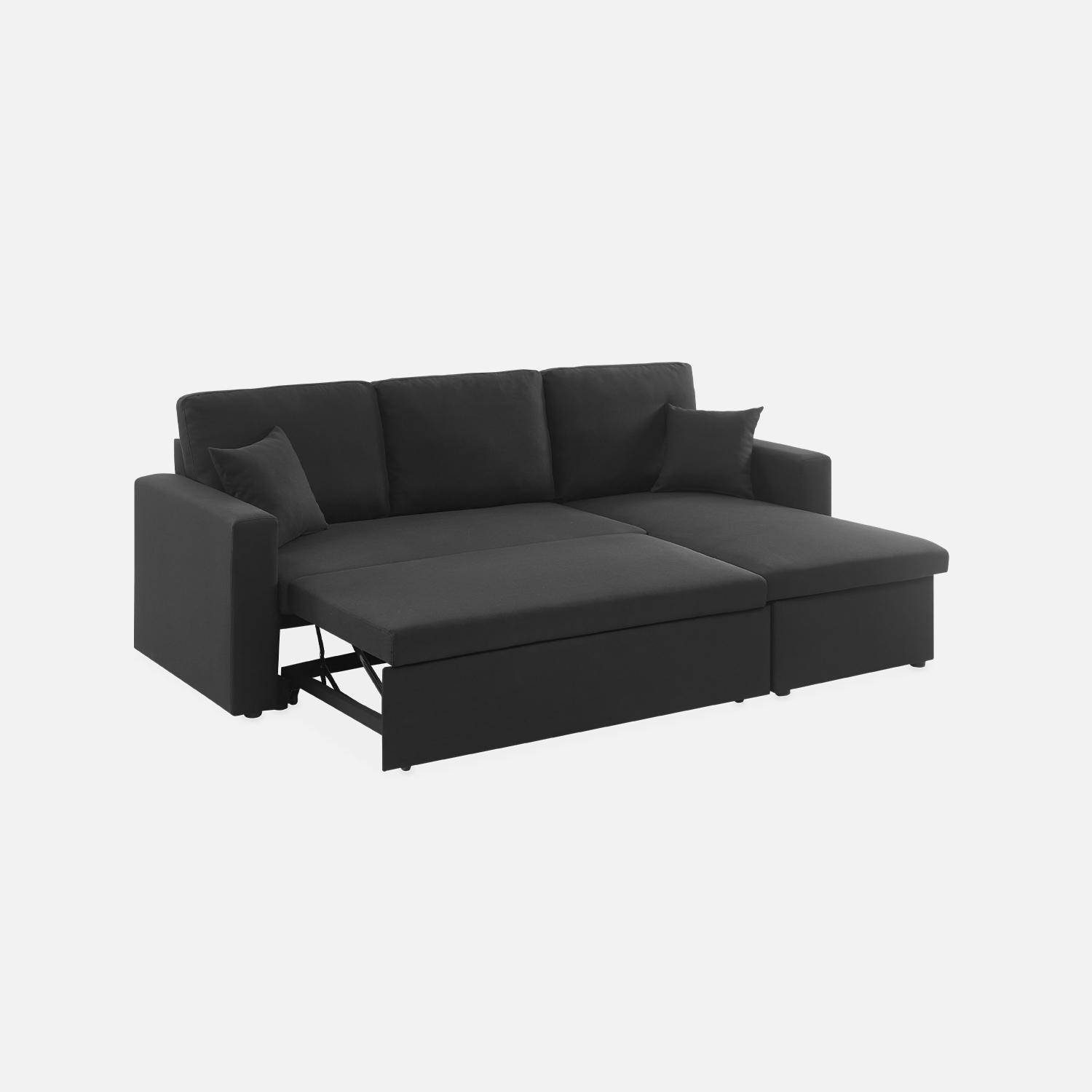 3-seater compact reversible corner sofa bed, Smile, Black, 213.5x136.5x83 cm Photo8