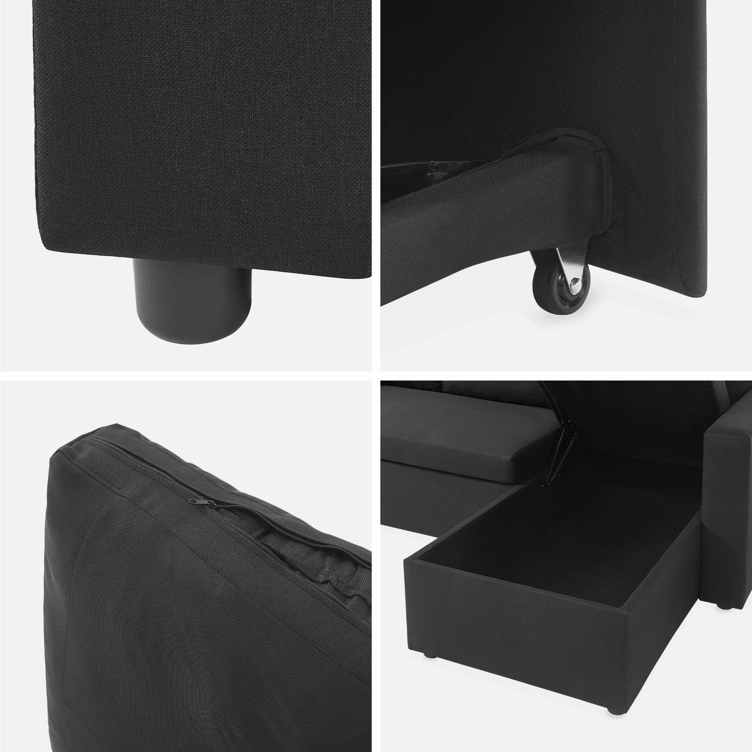 3-seater compact reversible corner sofa bed, Smile, Black, 213.5x136.5x83 cm Photo10