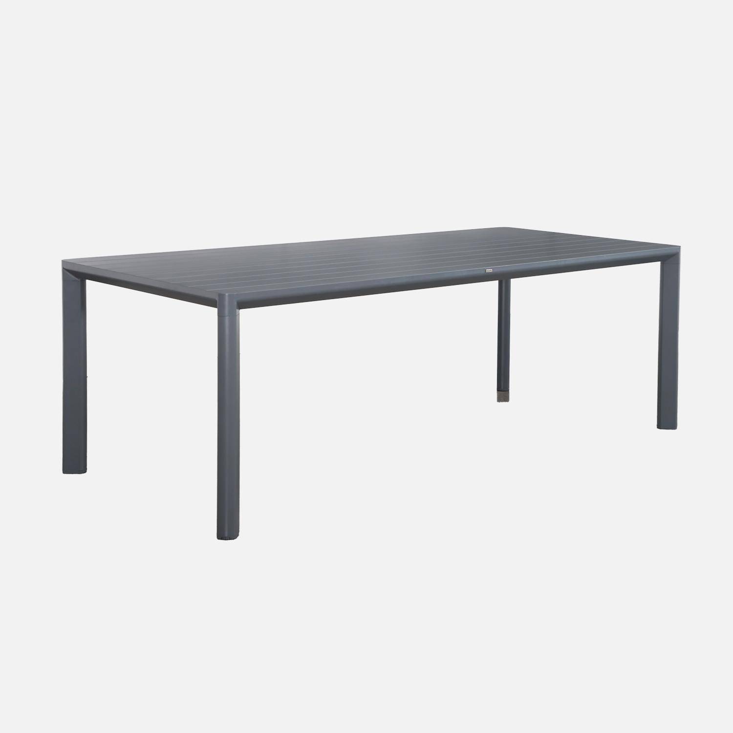 Table de jardin aluminium et 2 bancs anthracite, 8 places, 200 x 40 x 45 cm Photo4
