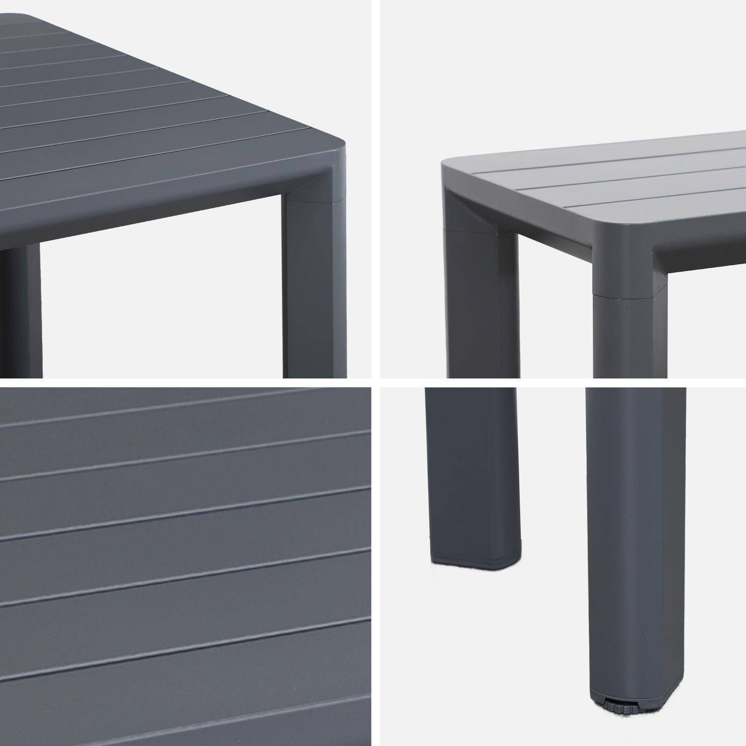 Table de jardin aluminium et 2 bancs anthracite, 8 places, 200 x 40 x 45 cm Photo6