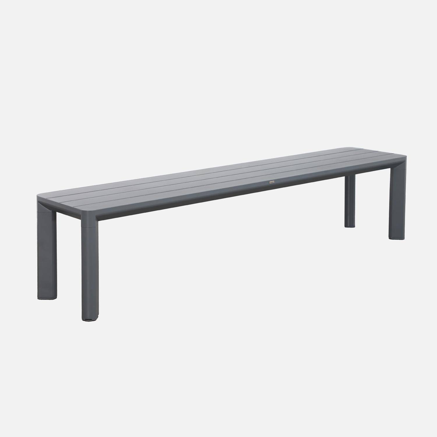 Table de jardin aluminium et 2 bancs anthracite, 8 places, 200 x 40 x 45 cm Photo5