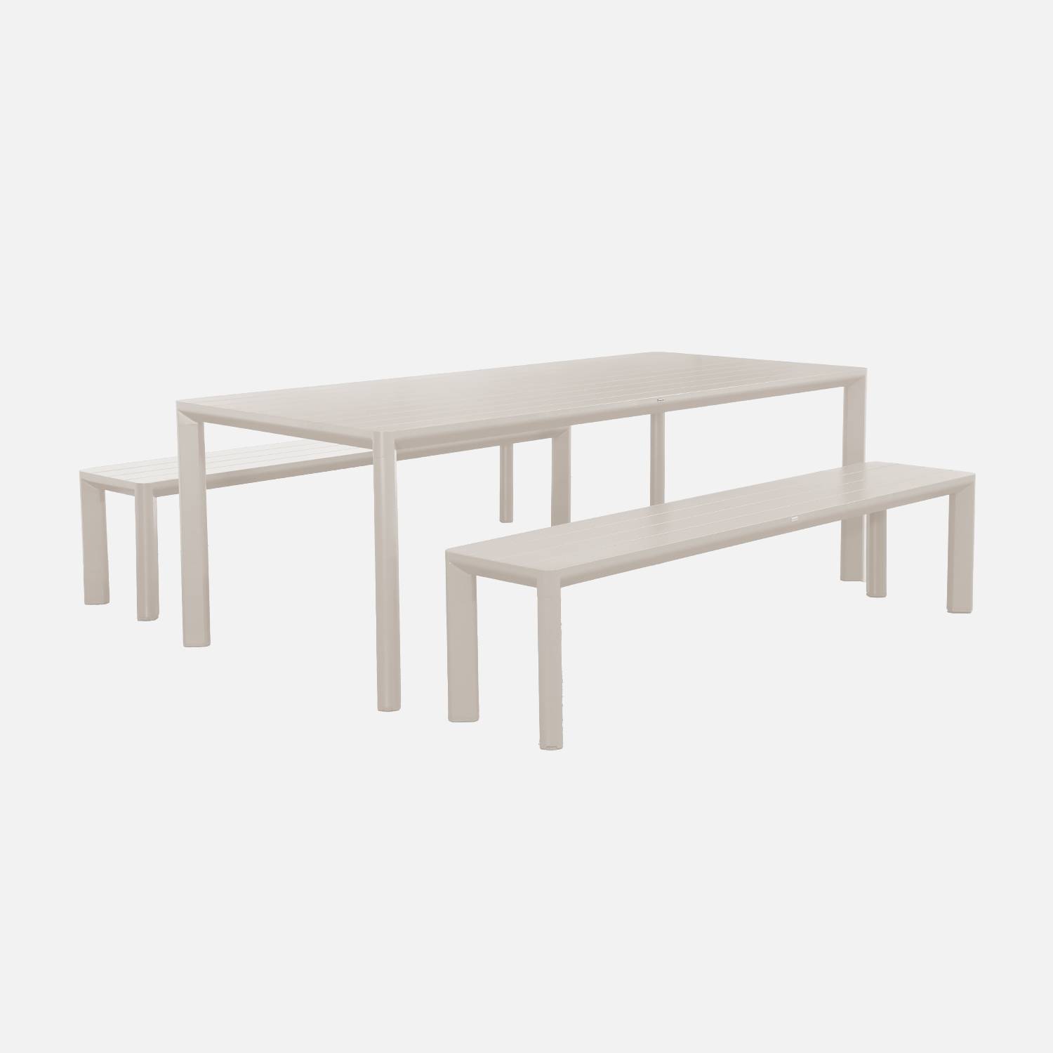 Tavolo da giardino in alluminio con 2 panchine per 8 persone, Beige