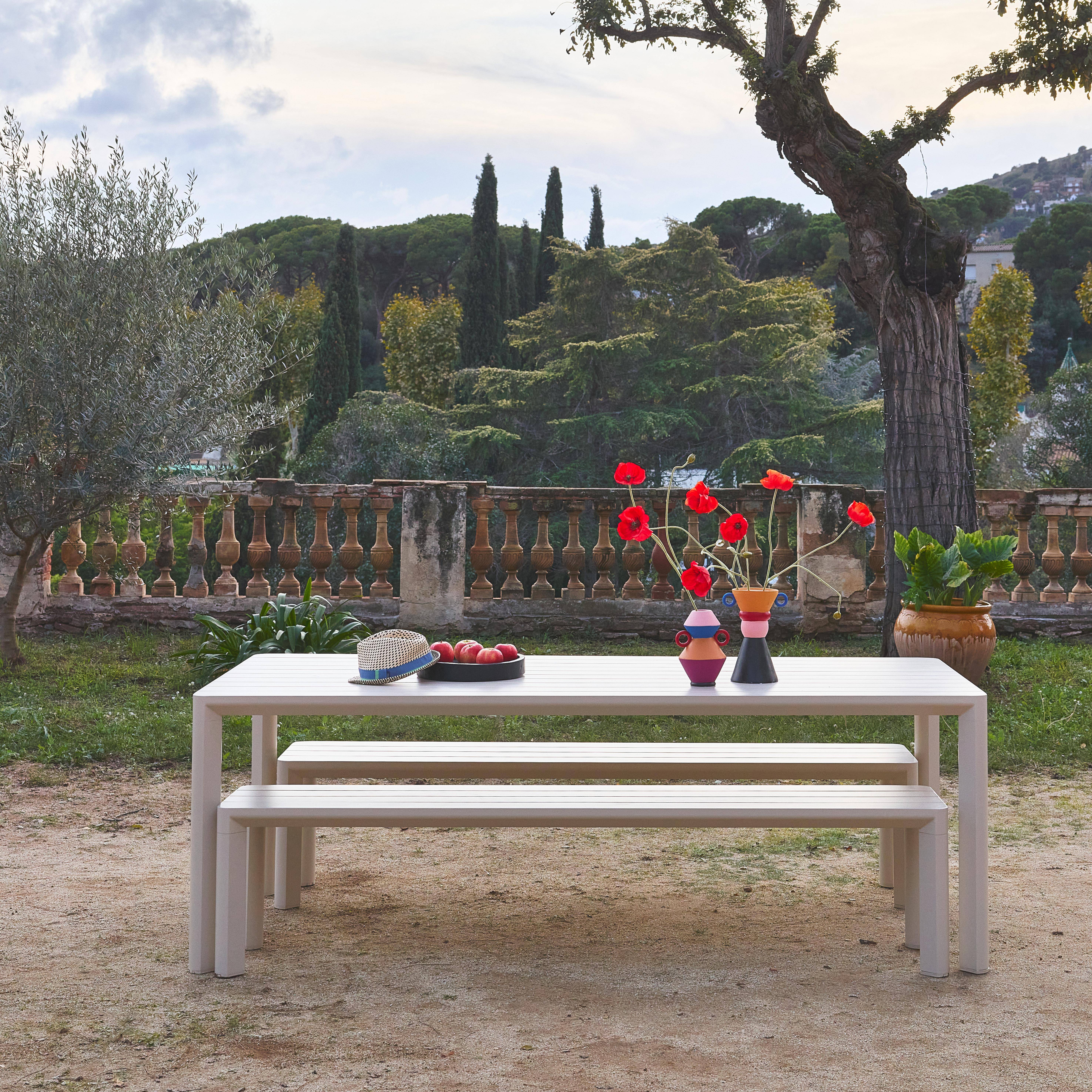 Mesa de jardim em alumínio 2 bancos 8 lugares, Sacramento + Madison, Beige, 220x100x75 cm Photo2