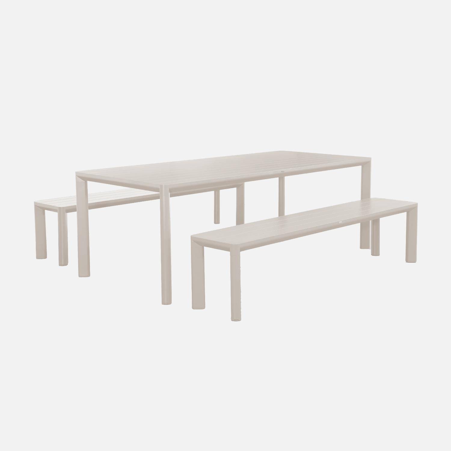 Mesa de jardim em alumínio 2 bancos 8 lugares, Sacramento + Madison, Beige, 220x100x75 cm,sweeek,Photo3