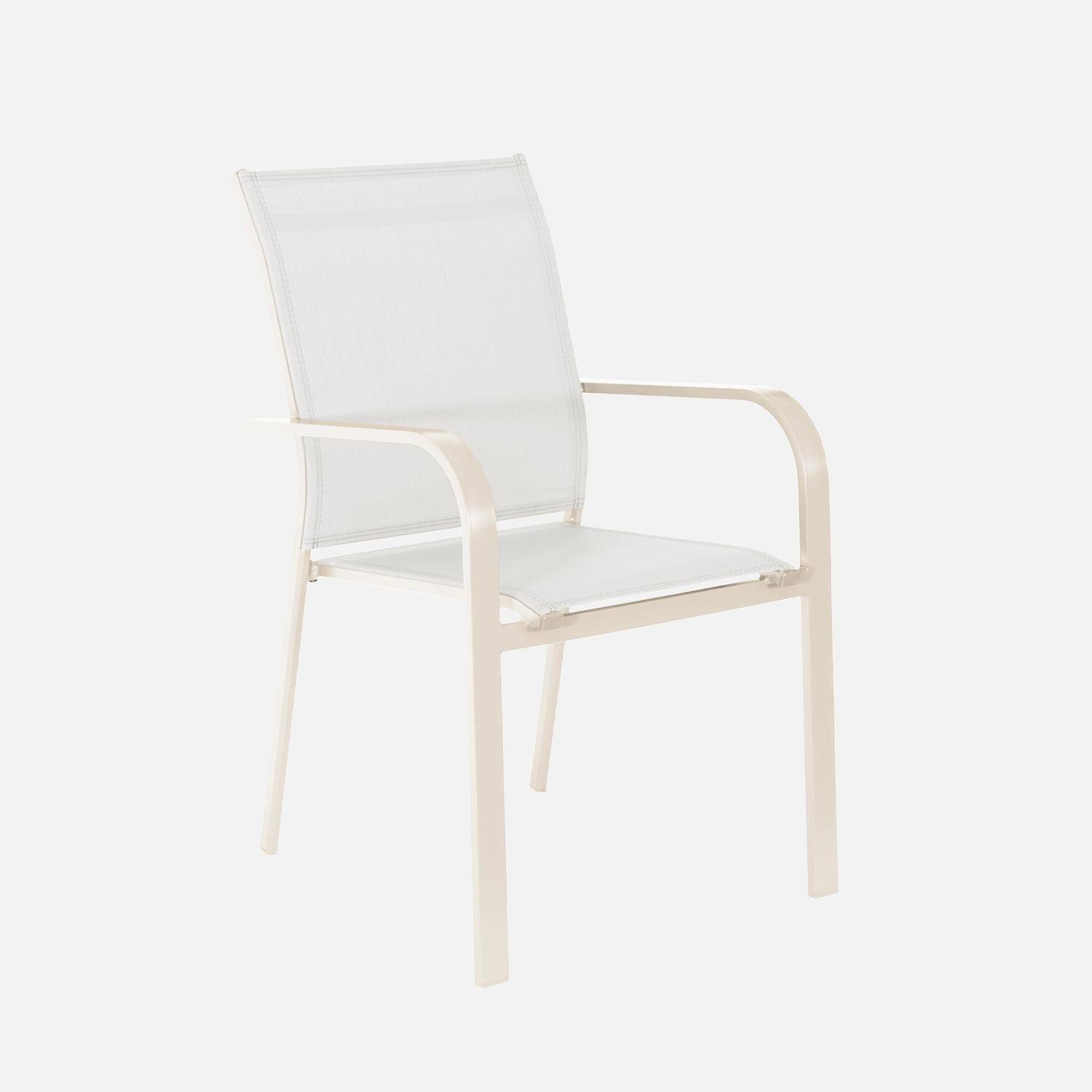 Ausziehbarer Gartentisch Seattle 155/201,5 cm, 4 Stühle, 2 Sessel, Aluminium und Textilene, beige Photo8