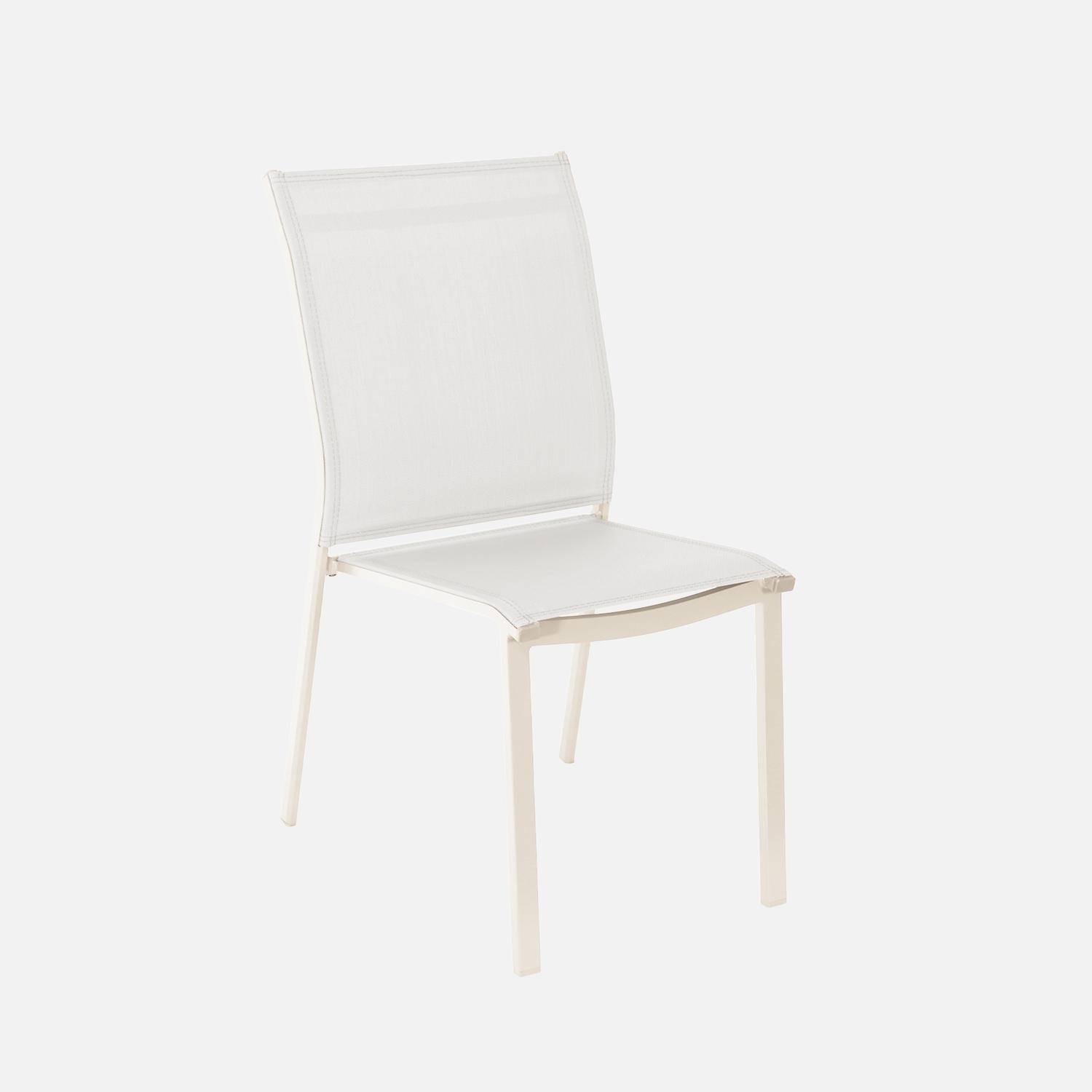 Ausziehbarer Gartentisch Seattle 155/201,5 cm, 4 Stühle, 2 Sessel, Aluminium und Textilene, beige Photo7