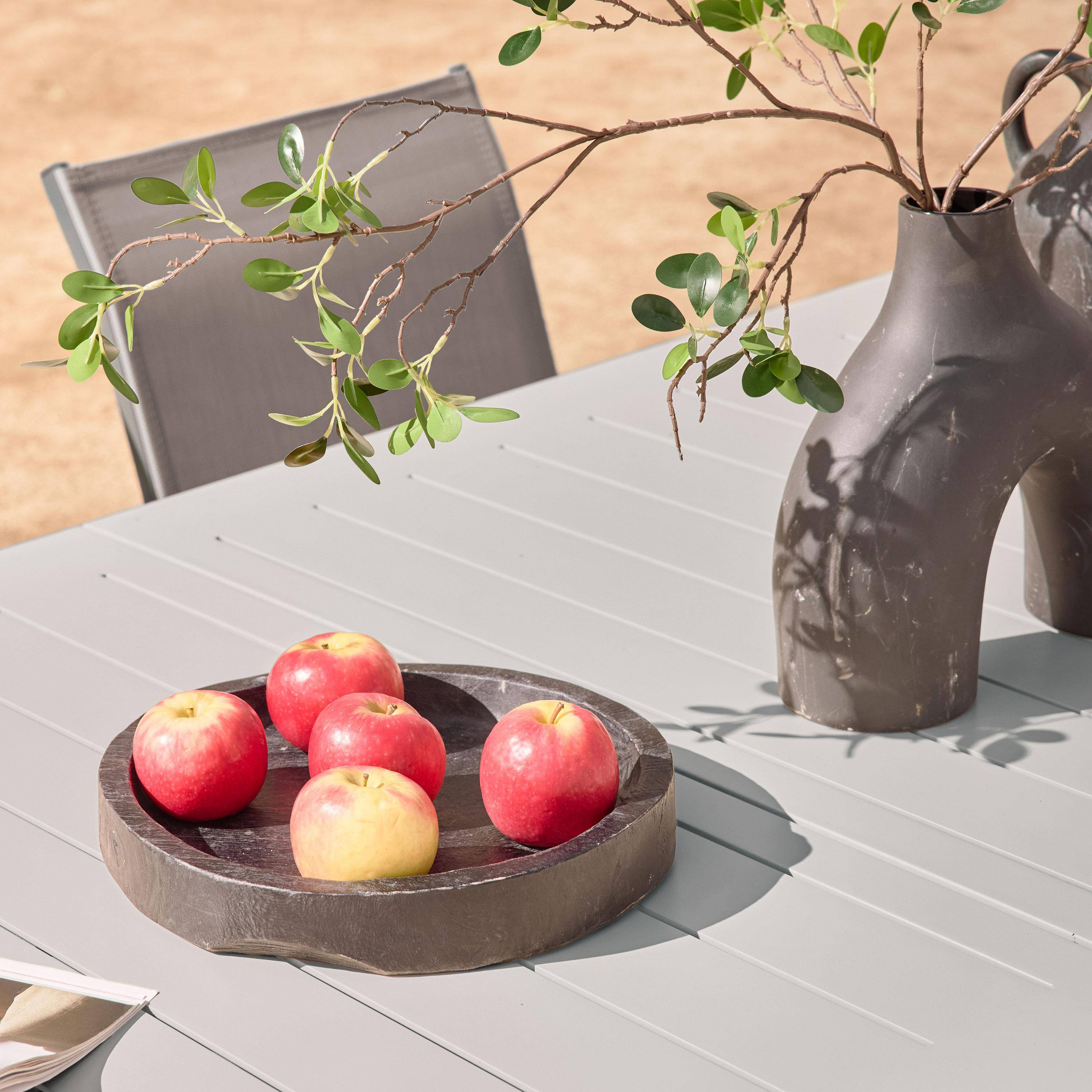 Table de jardin extensible aluminium et textilène anthracite, 8 chaises, 2 fauteuils, 10 places, 290 x 100 x 75 cm Photo3