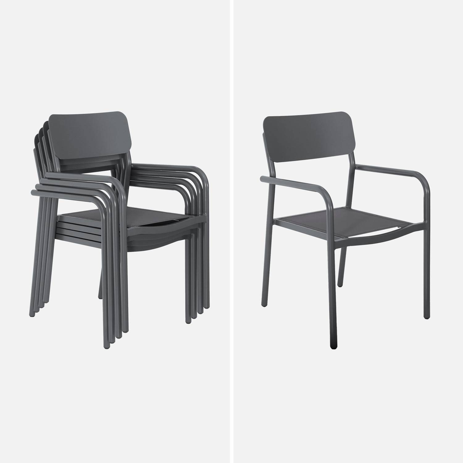 Table de jardin extensible aluminium anthracite, 8 fauteuils textilène, 210/300 x 100 x 75,5 cm Photo7