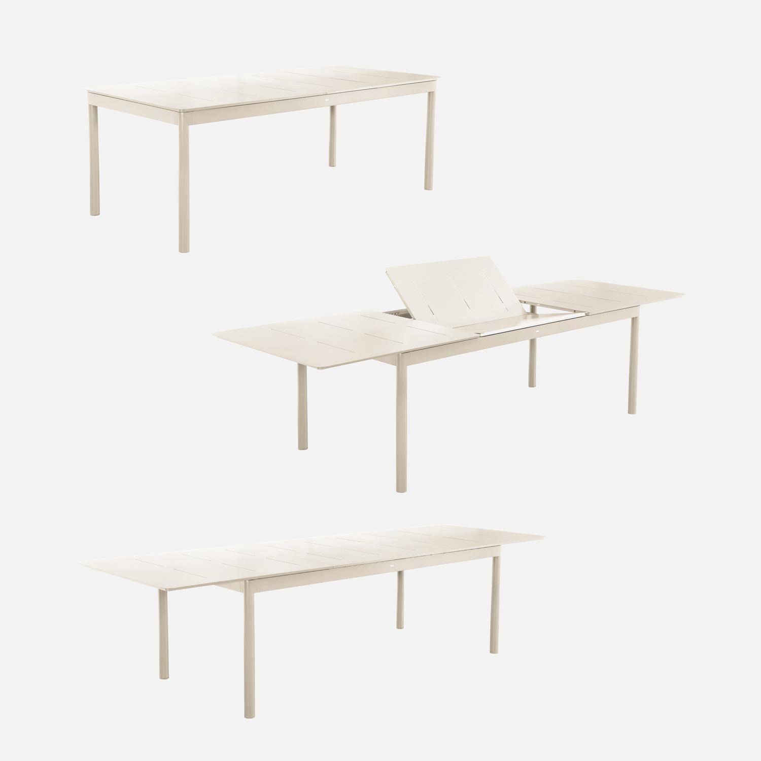 Mesa de jardín extensible de aluminio 8 sillas, Charleston + Savannah, Beige, 300x100x75.5 cm Photo6