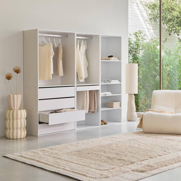 Modulares Kleiderschrank-Set mit 3 Elementen, weiß