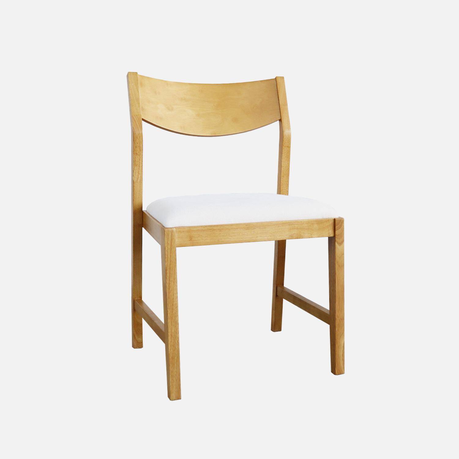 Uitschuifbare ovale eettafel, 160-200 cm + 8 stoelen van heveahout en beige stof Photo4