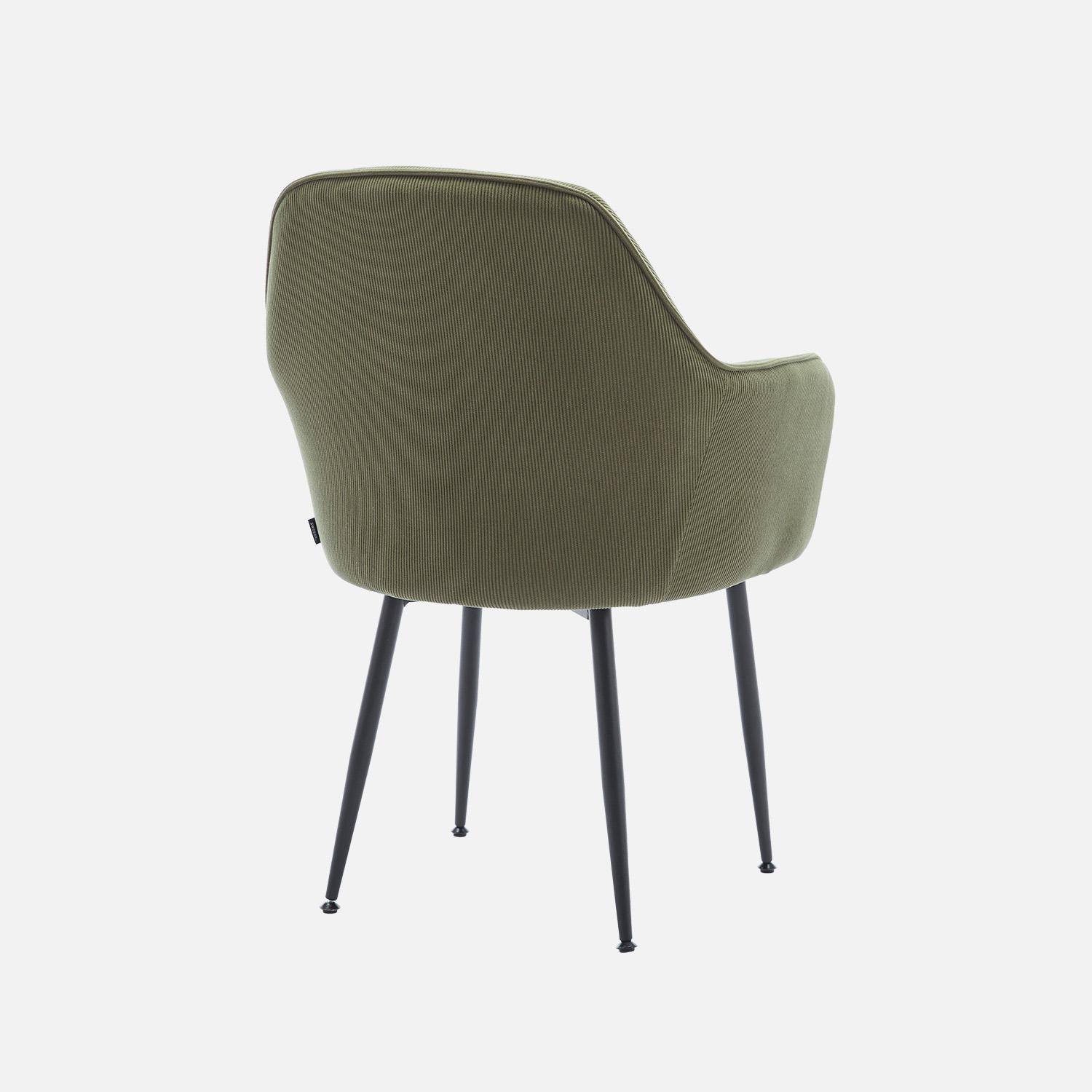 Set di 4 poltrone in velluto a coste con gambe in metallo nero opaco, Shella, Kaki, 57x59x84.5 cm Photo7