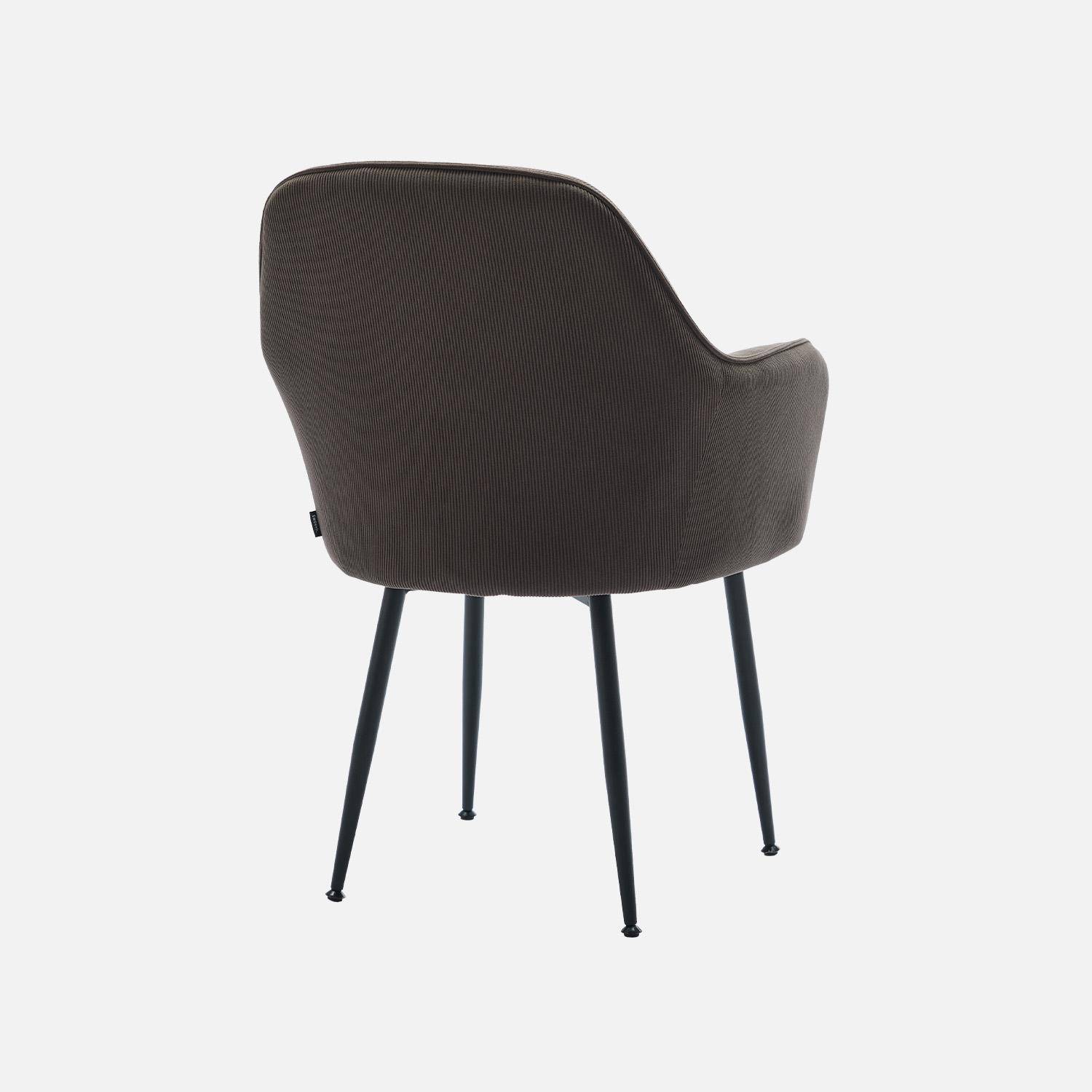 Set van 4 donkergrijze corduroy fauteuils met matzwarte metalen poten, B 57 x D 59 x H 84,5cm Photo6