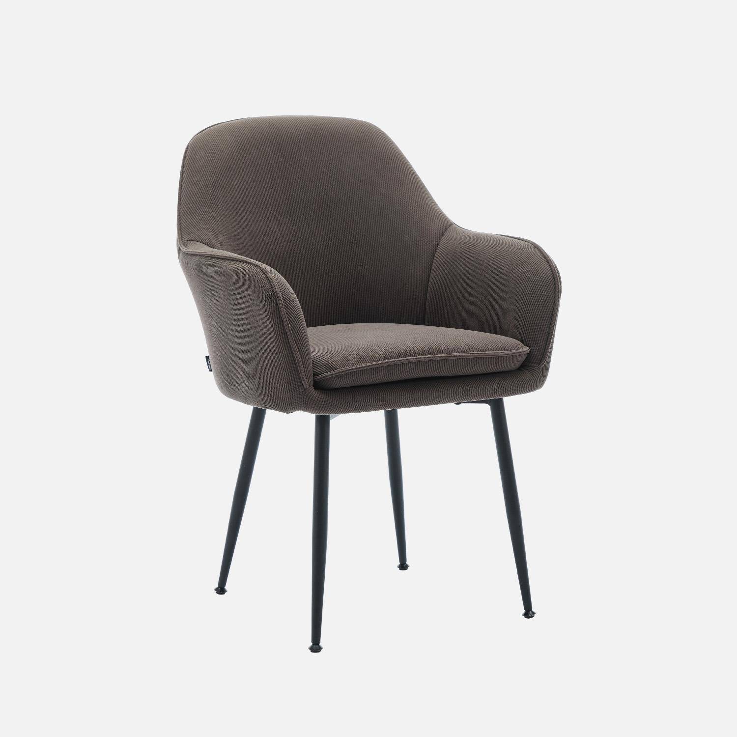 Set van 4 donkergrijze corduroy fauteuils met matzwarte metalen poten, B 57 x D 59 x H 84,5cm Photo4