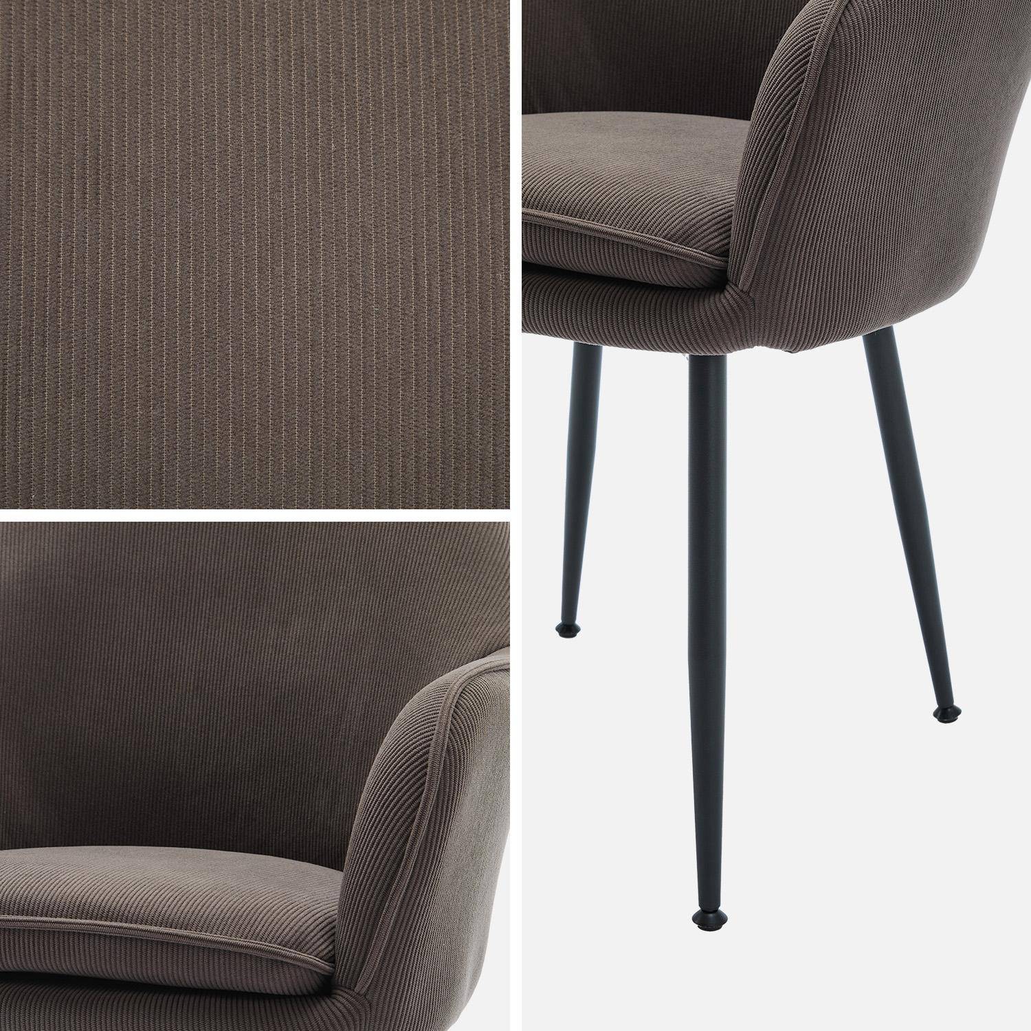 Set van 4 donkergrijze corduroy fauteuils met matzwarte metalen poten, B 57 x D 59 x H 84,5cm Photo7