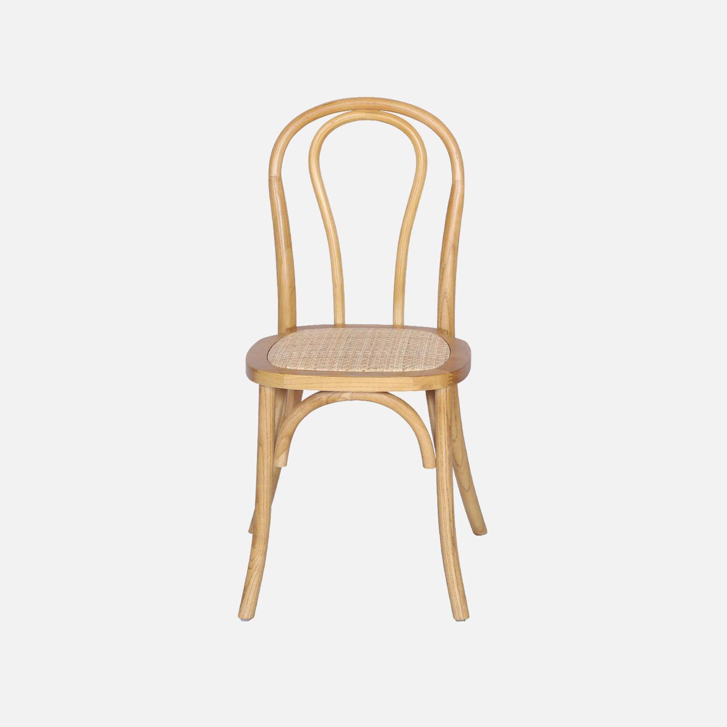 Cadeira de madeira e rattan com encosto arredondado, set de 4, Bastille, Natural, 48x49.5x90 cm Photo3