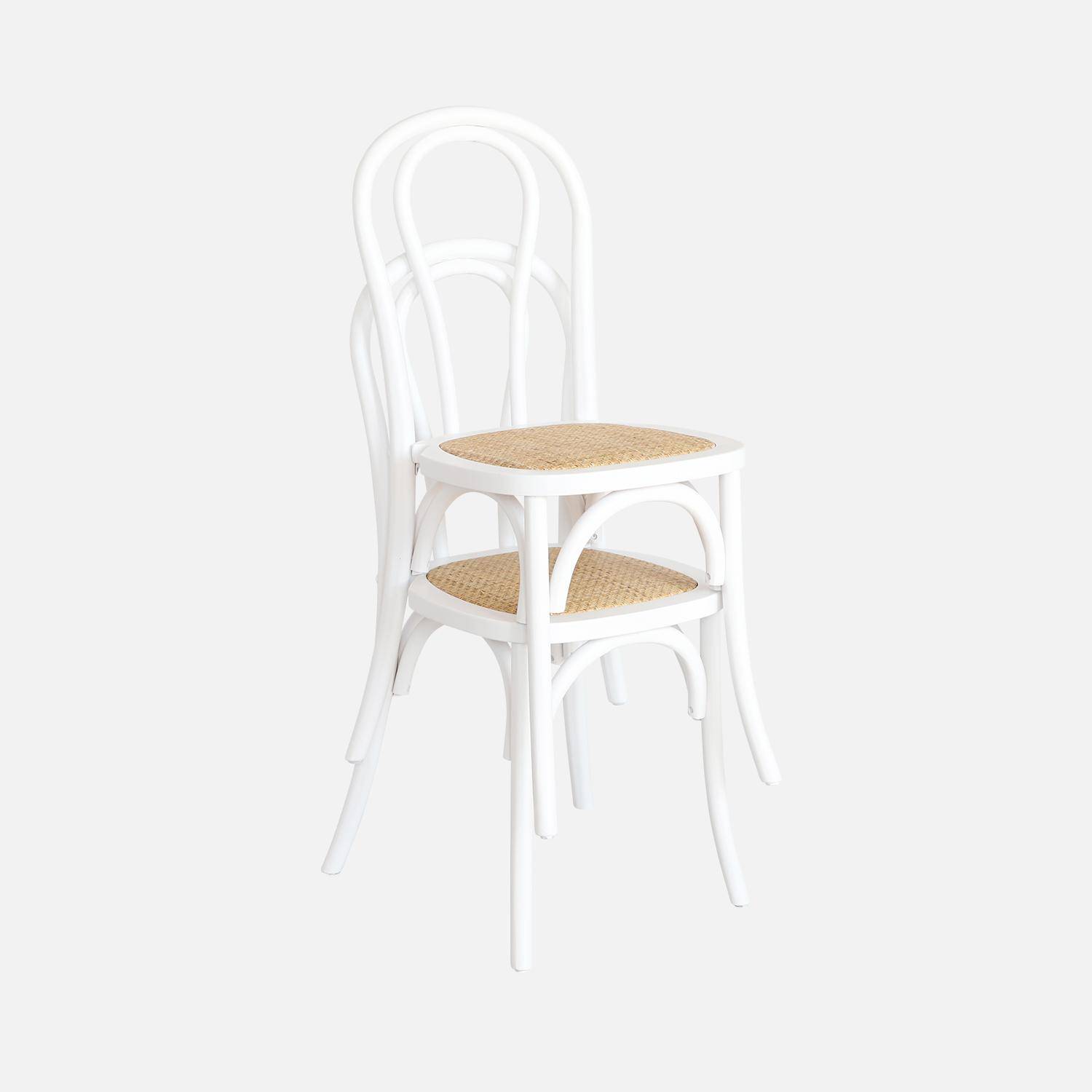 Set di 4 sedie in legno e rattan con schienale arrotondato, Bastille, Bianco, 48x49.5x90 cm Photo5
