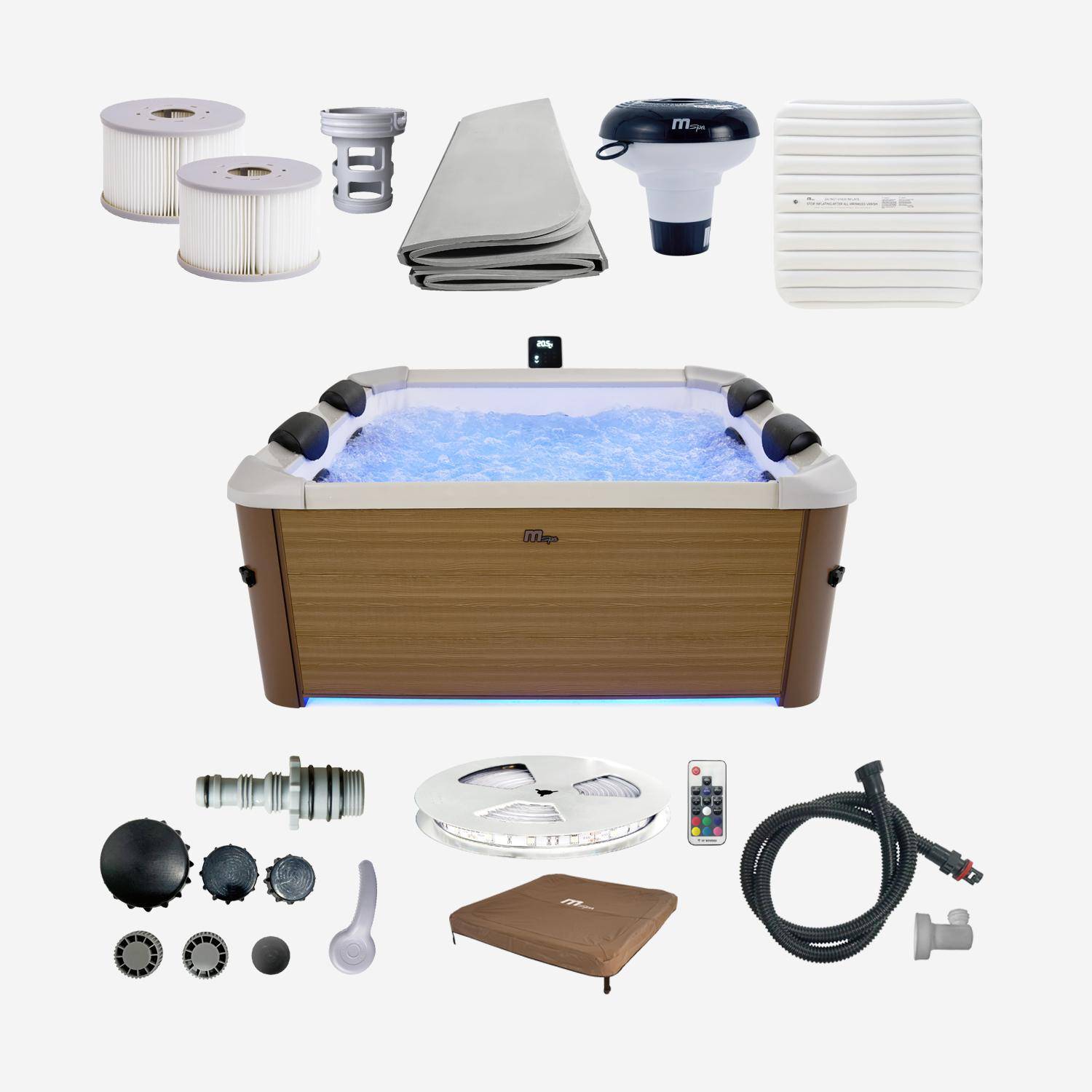 Spa rigide 6 places hydromassages, 4 coussins avec housse de protection, OSLO AMBER, beige, L 160 x P 160 x H 65 cm Photo4