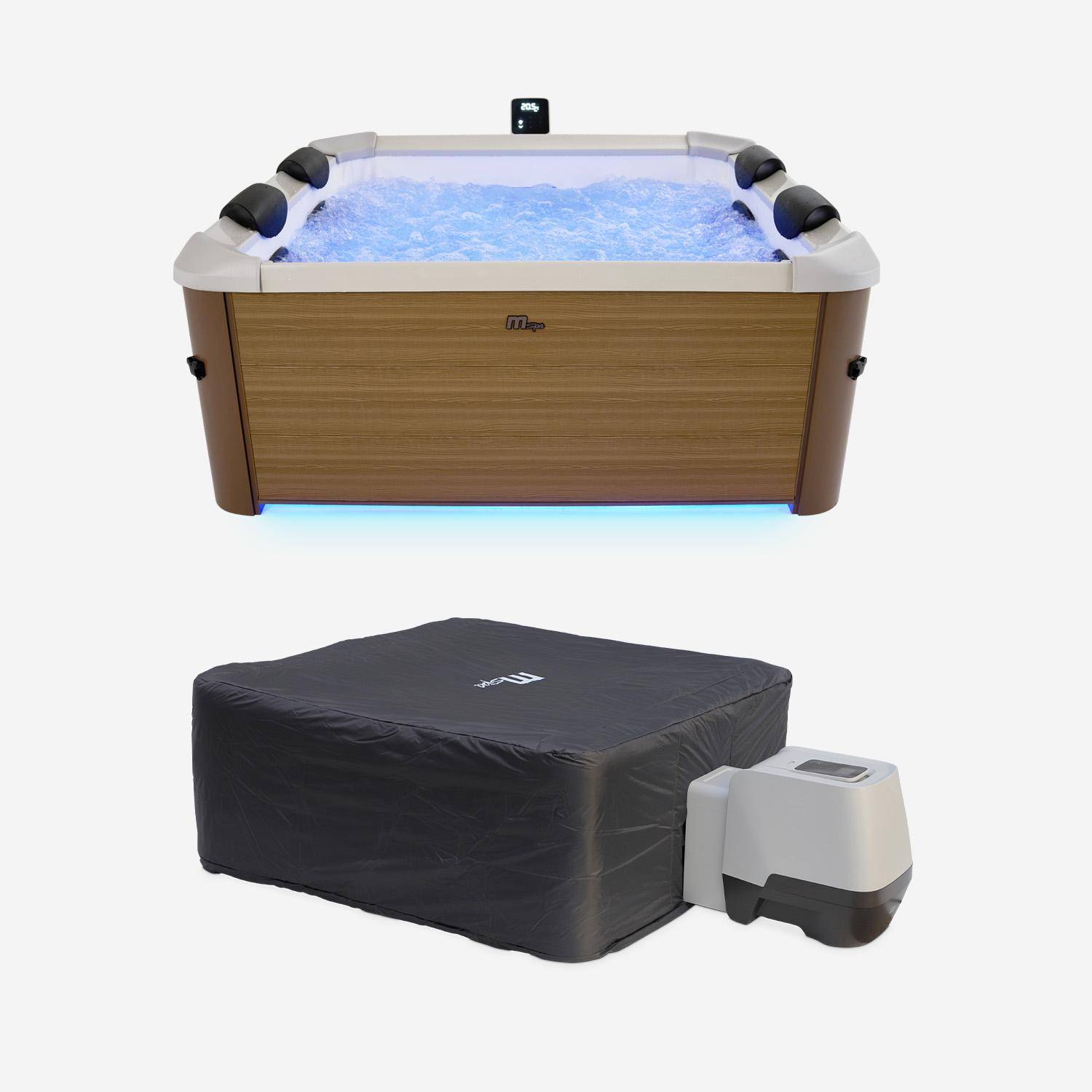 Spa rigide 6 places hydromassages, 4 coussins avec housse de protection, OSLO AMBER, beige, L 160 x P 160 x H 65 cm Photo1