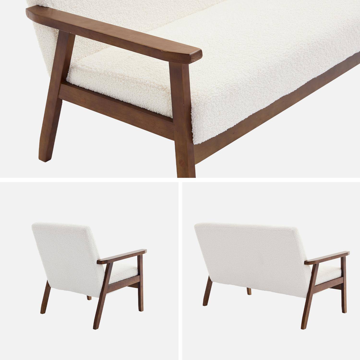 Armchair and 2-seater sofa in hevea wood, Isak boucle set, Off-White Boucle, 114x69.5x73 cm Photo3