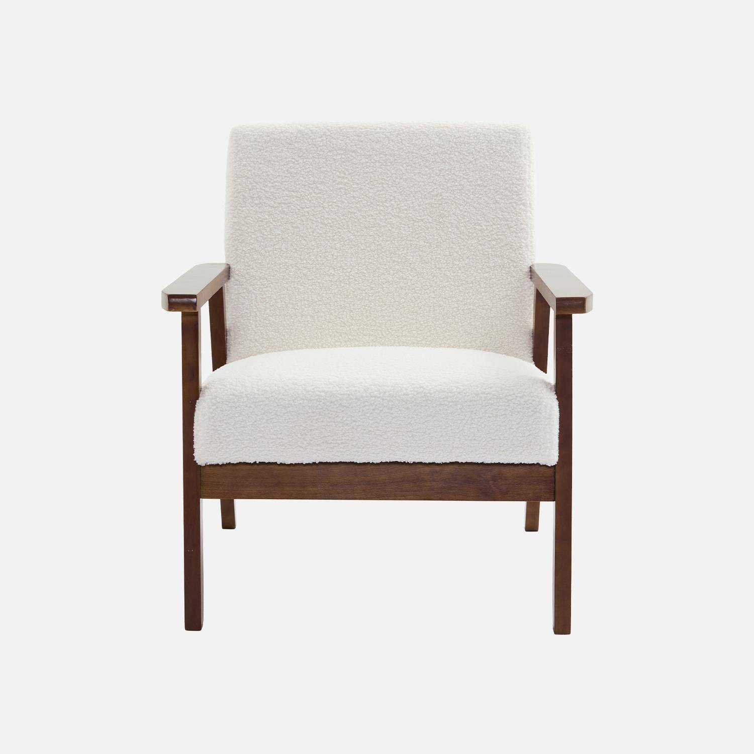 Armchair and 2-seater sofa in hevea wood, Isak boucle set, Off-White Boucle, 114x69.5x73 cm Photo2