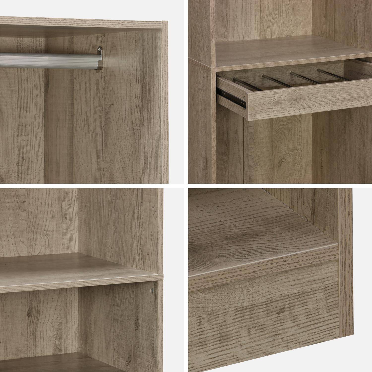 Kit dressing modulable avec 2 éléments, étagères, penderie, porte pantalons, coloris naturel, 120 x 45 x 180 cm,sweeek,Photo6